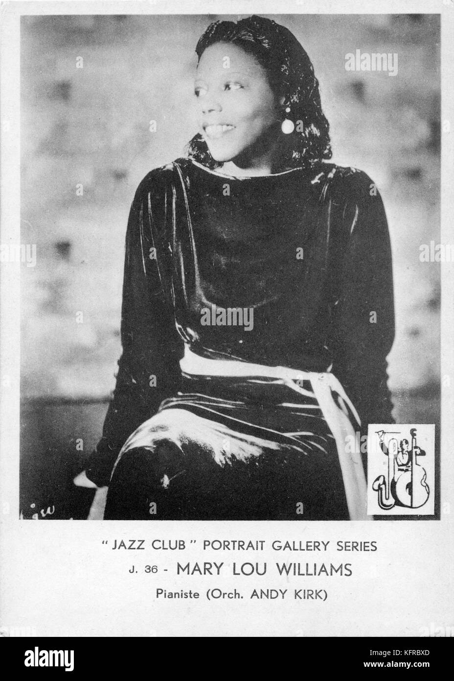 Mary Lou Williams - portrait. Née Mary Elfrieda Scruggs, pianiste et  compositeur de jazz américain : 8 mai 1910 - 28 mai 1981. No.36 dans le  'Jazz Club' Portrait Gallery series. Enseigné