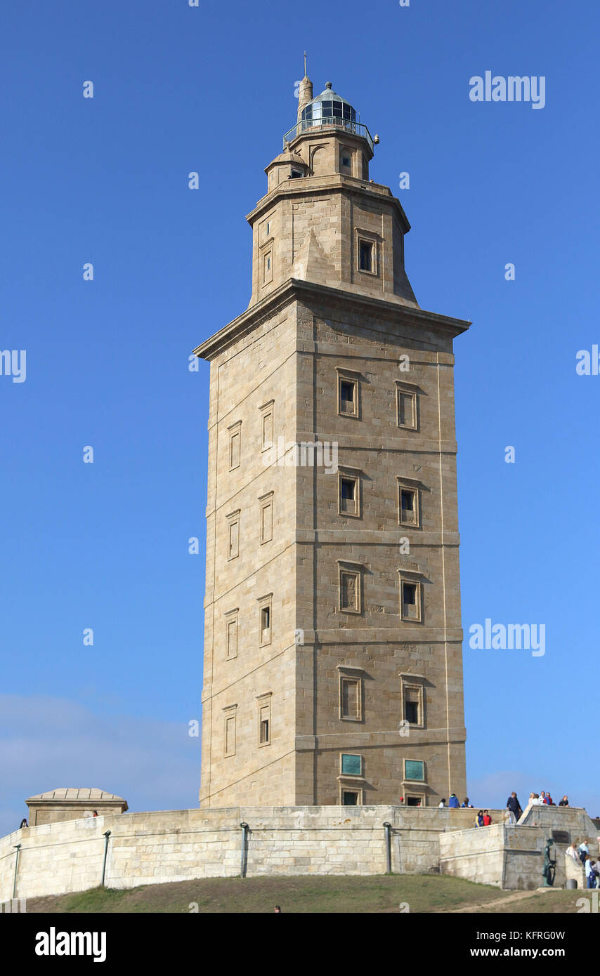 Tour d'Hercule, un ancien phare romain et l'UNESCO World Heritage Centre à La Coruna, Espagne Banque D'Images