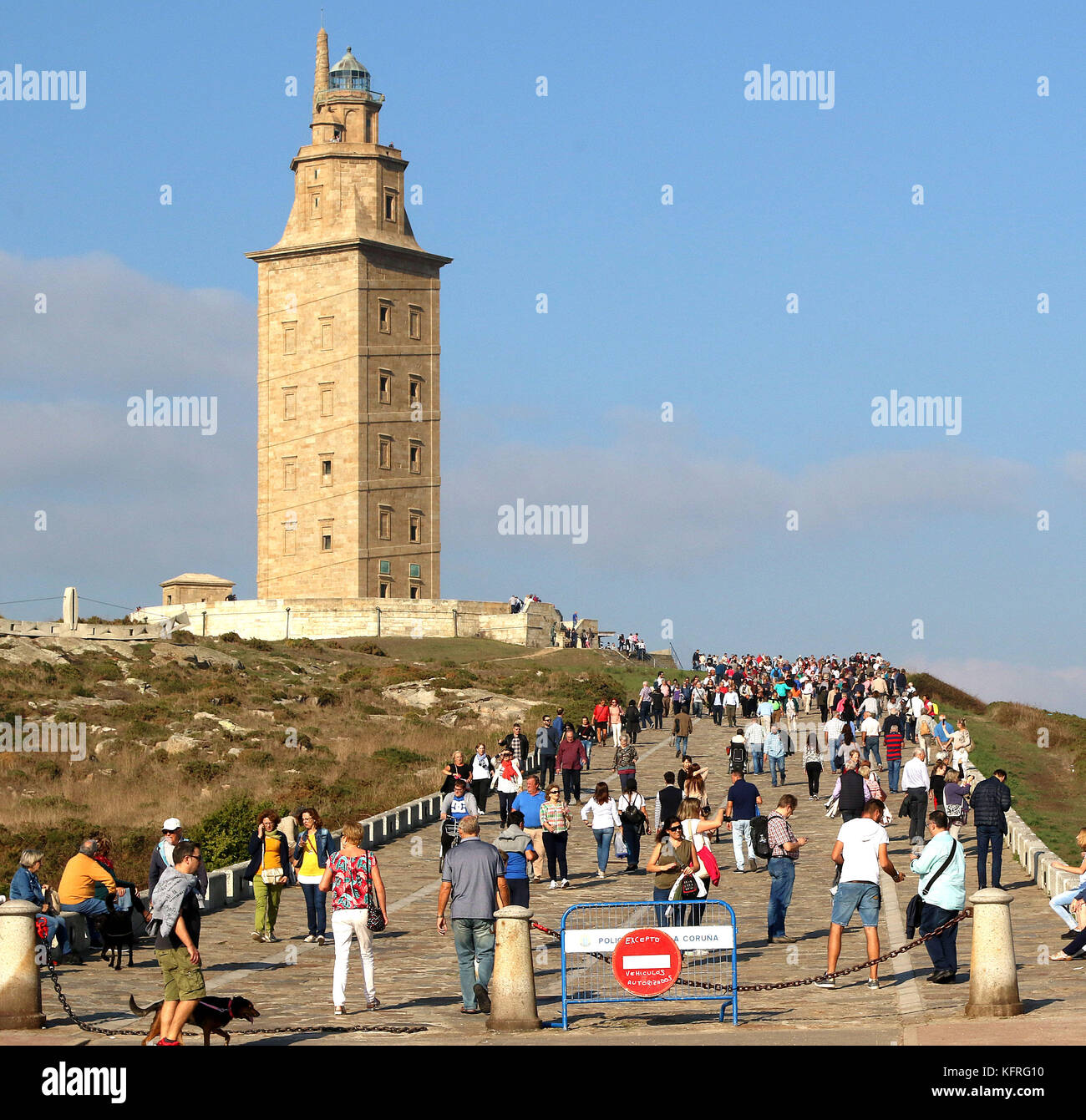 Tour d'Hercule, un ancien phare romain et l'UNESCO World Heritage Centre à La Coruna, Espagne Banque D'Images
