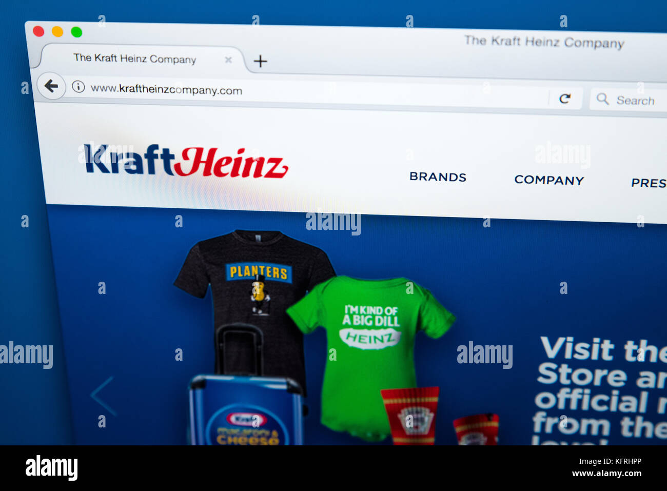 Londres, Royaume-Uni - 21 octobre 2017 : La page d'accueil du site web officiel de la société Heinz Kraft - l'American Food Company, le 21 octobre 2017. Banque D'Images