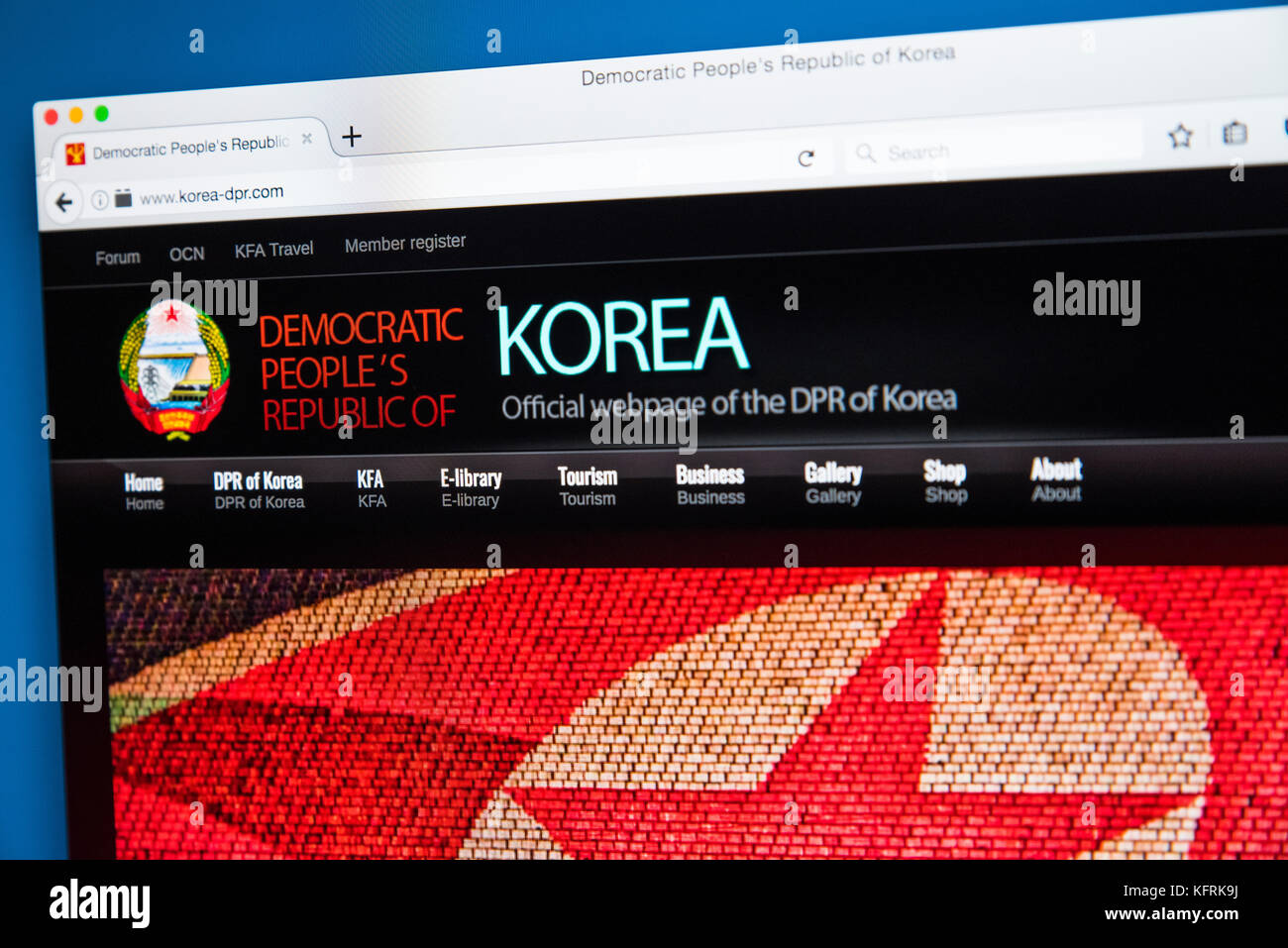 Londres, Royaume-Uni - 21 octobre 2017 : La page d'accueil du site web officiel de la Corée du Nord, officiellement connu sous le nom de République populaire démocratique de Corée, ou Banque D'Images
