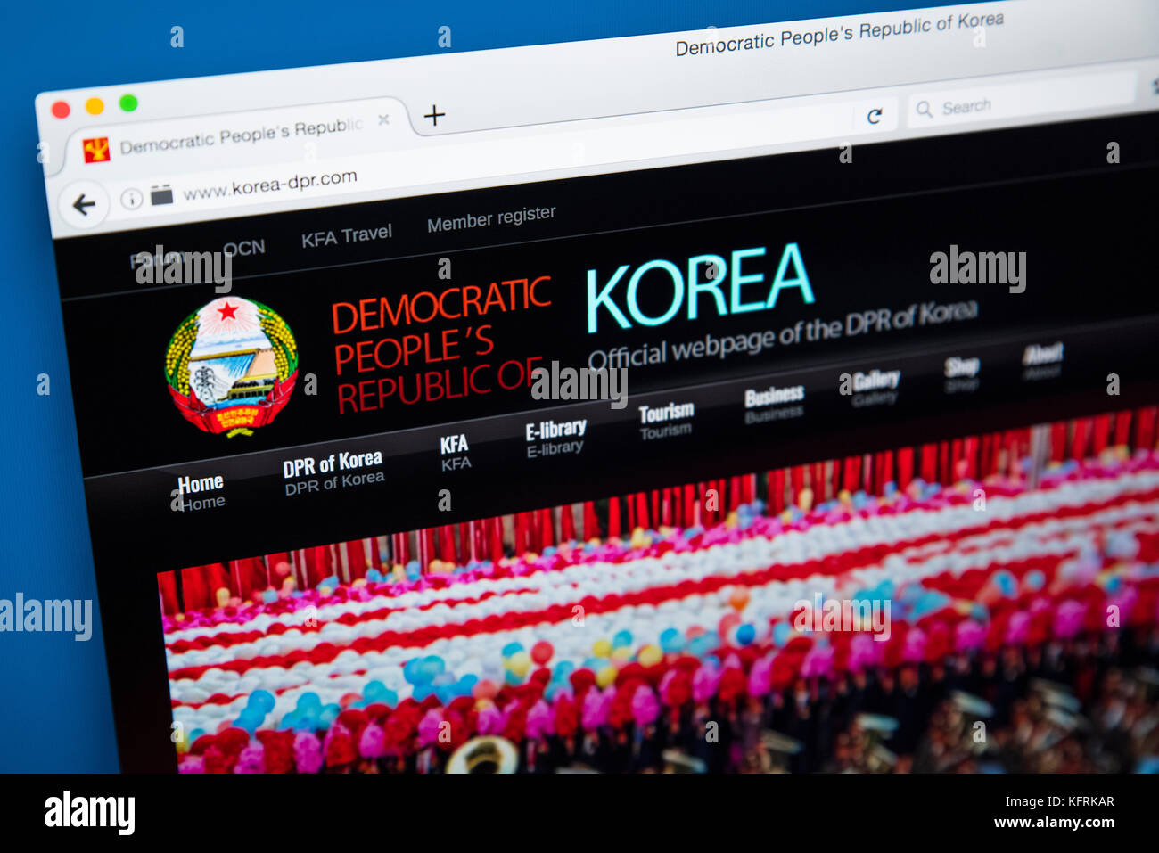 Londres, Royaume-Uni - 21 octobre 2017 : La page d'accueil du site web officiel de la Corée du Nord, officiellement connu sous le nom de République populaire démocratique de Corée, ou Banque D'Images