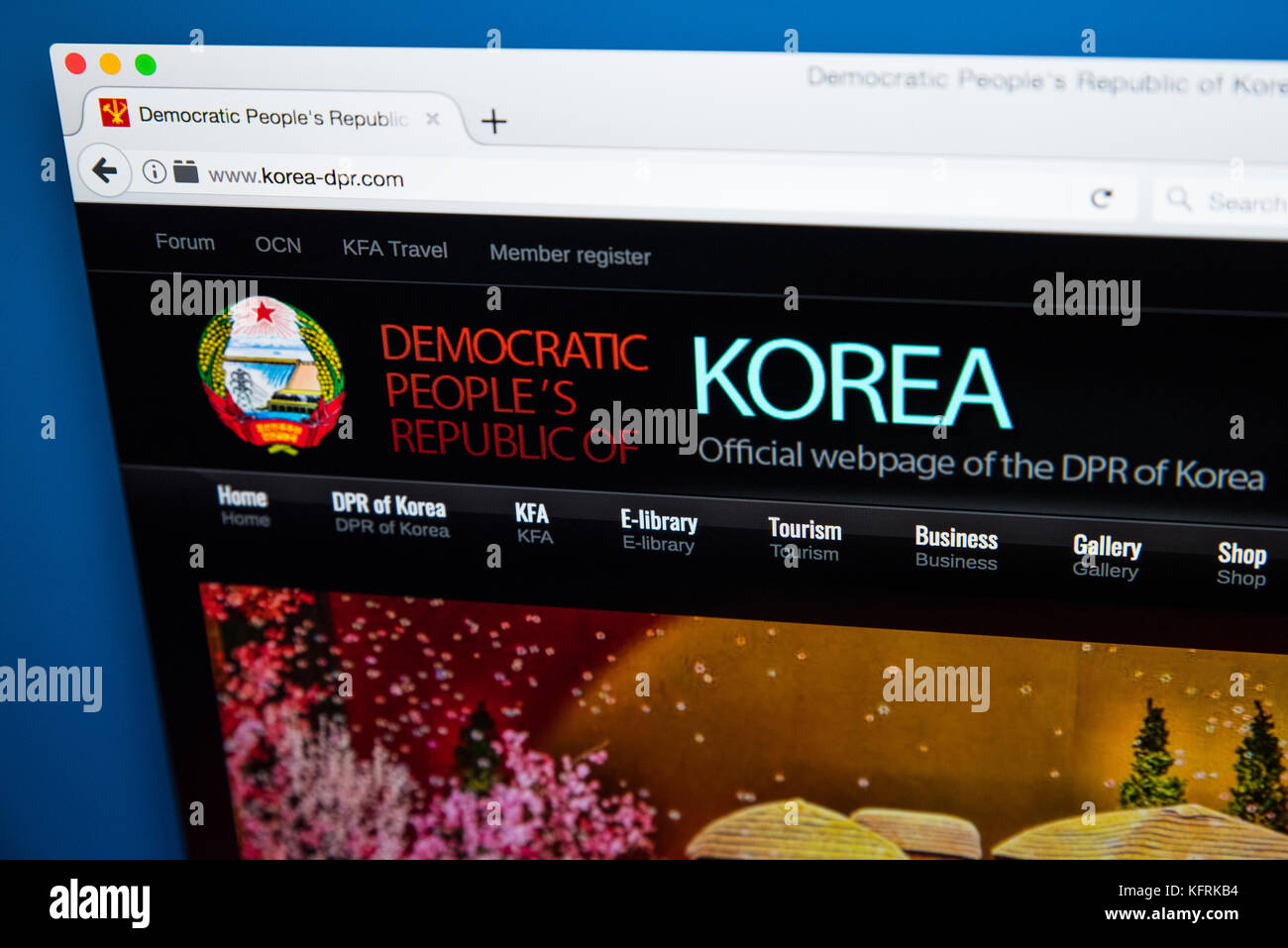 Londres, Royaume-Uni - 21 octobre 2017 : La page d'accueil du site web officiel de la Corée du Nord, officiellement connu sous le nom de République populaire démocratique de Corée, ou Banque D'Images