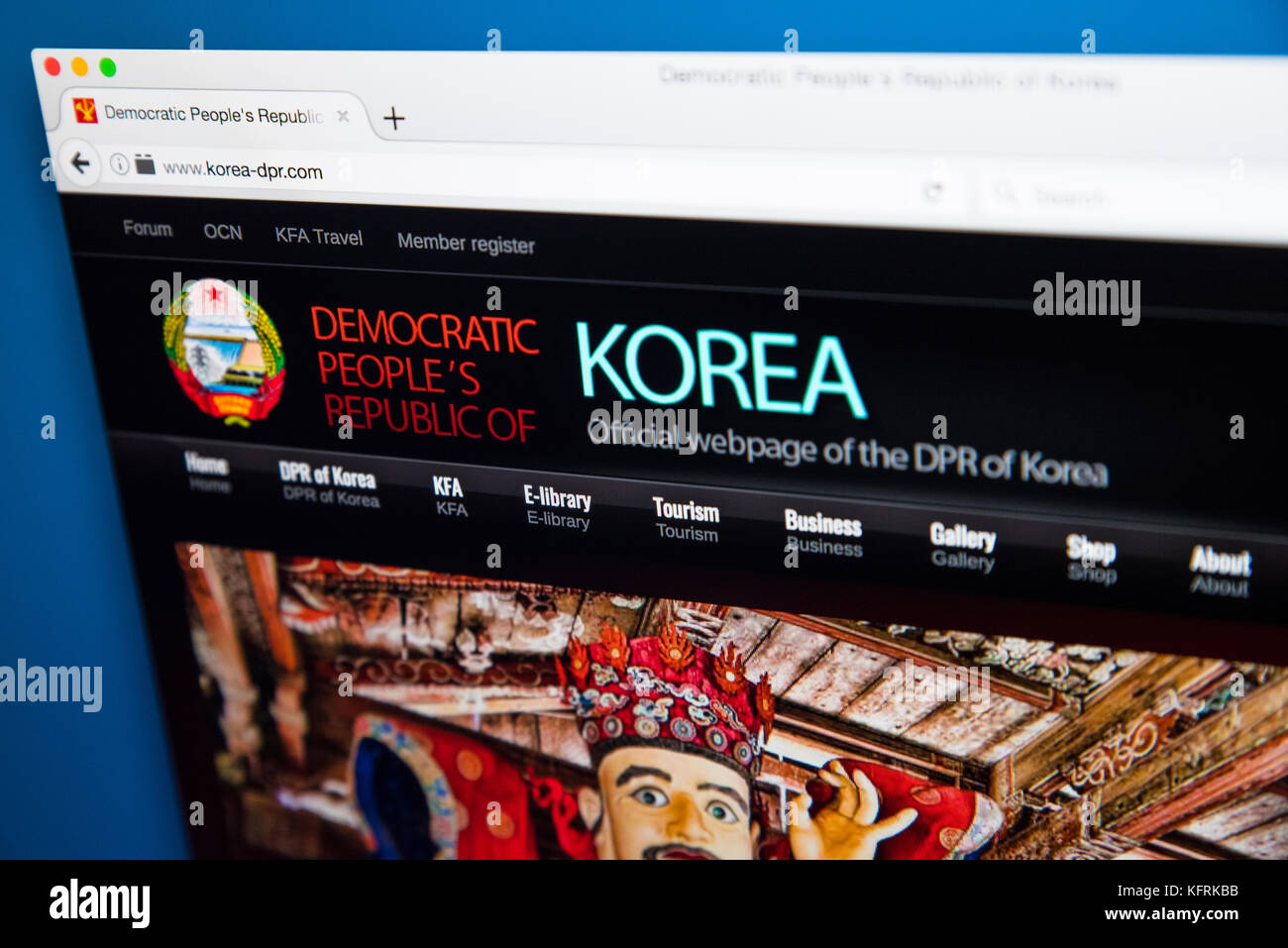 Londres, Royaume-Uni - 21 octobre 2017 : La page d'accueil du site web officiel de la Corée du Nord, officiellement connu sous le nom de République populaire démocratique de Corée, ou Banque D'Images