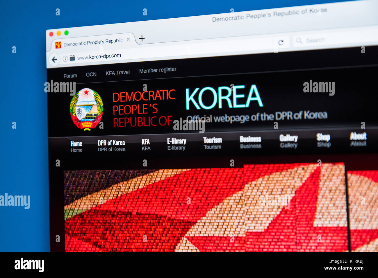 Londres, Royaume-Uni - 21 octobre 2017 : La page d'accueil du site web officiel de la Corée du Nord, officiellement connu sous le nom de République populaire démocratique de Corée, ou Banque D'Images