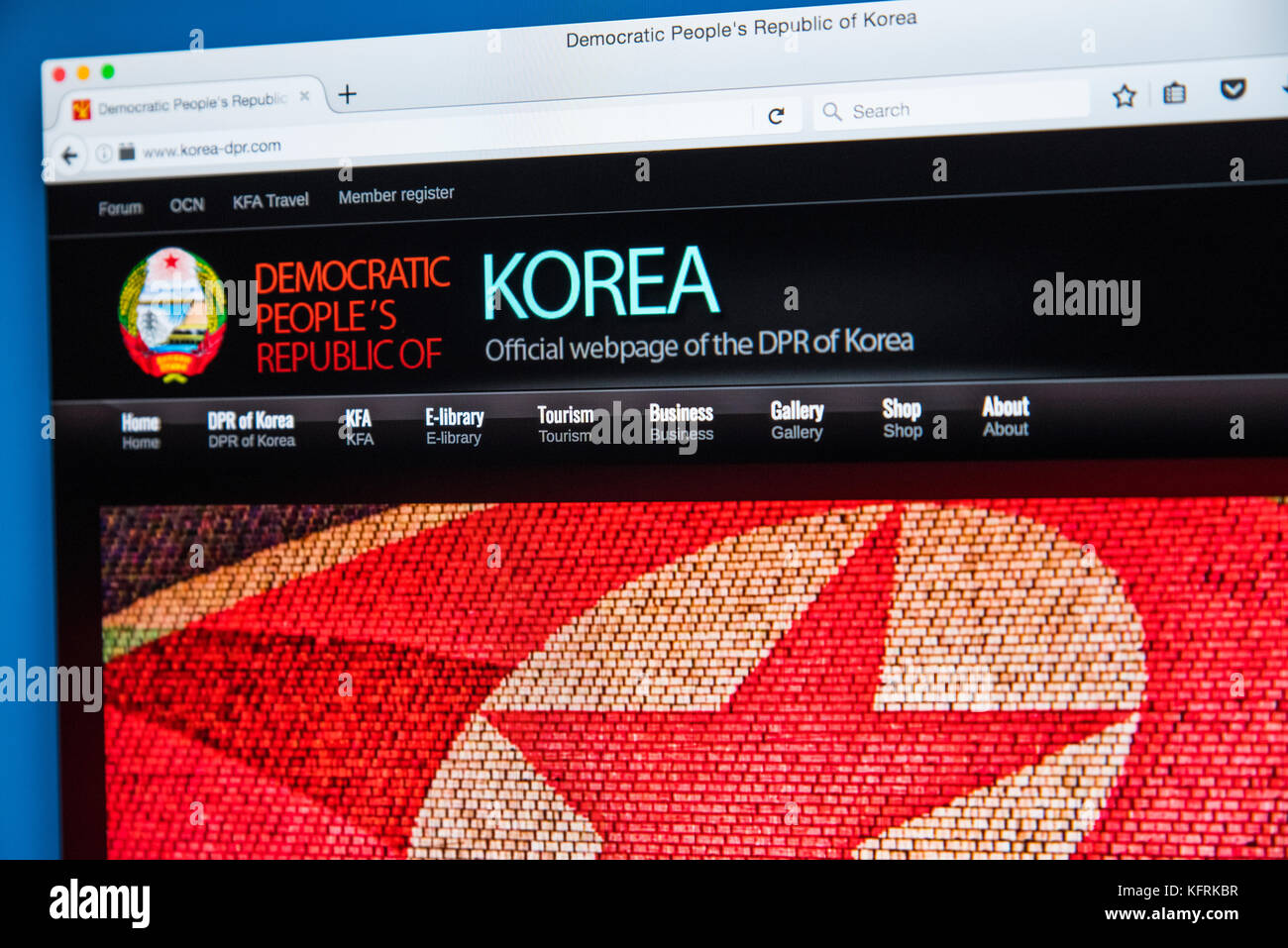 Londres, Royaume-Uni - 21 octobre 2017 : La page d'accueil du site web officiel de la Corée du Nord, officiellement connu sous le nom de République populaire démocratique de Corée, ou Banque D'Images