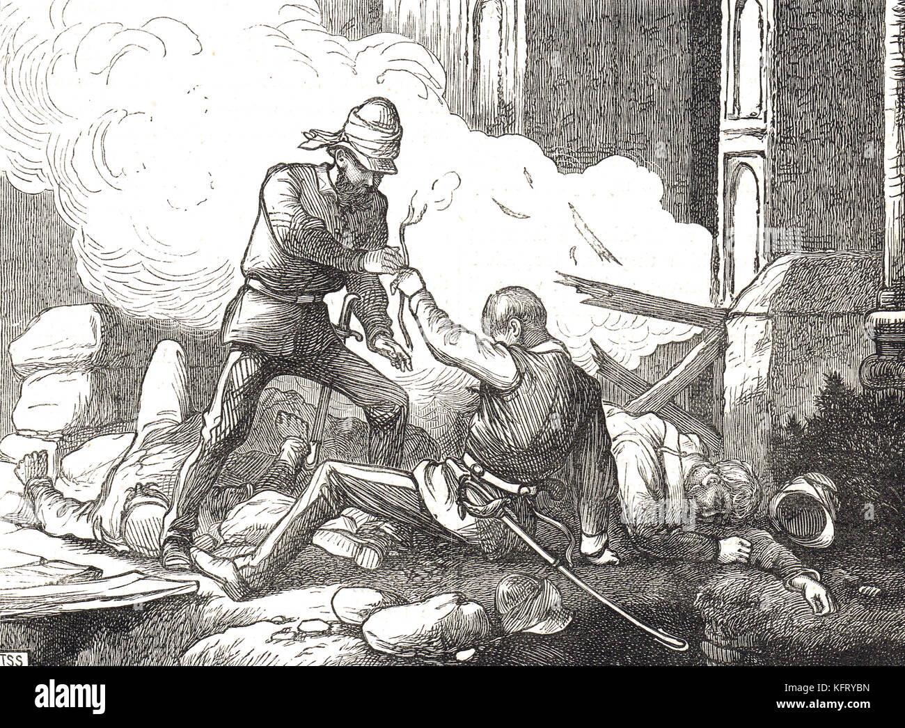 Explosion de la porte du Cachemire, Delhi, Inde, siège de Delhi, rébellion indienne de 1857 Banque D'Images