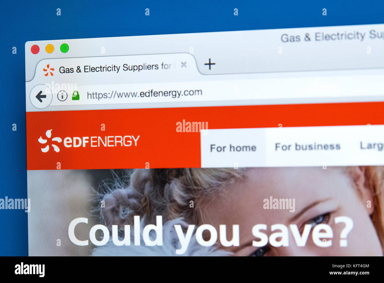 LONDRES, Royaume-Uni - 17 OCTOBRE 2017 : la page d'accueil du site officiel d'EDF Energy, la société britannique d'énergie, le 17 octobre 2017. Banque D'Images