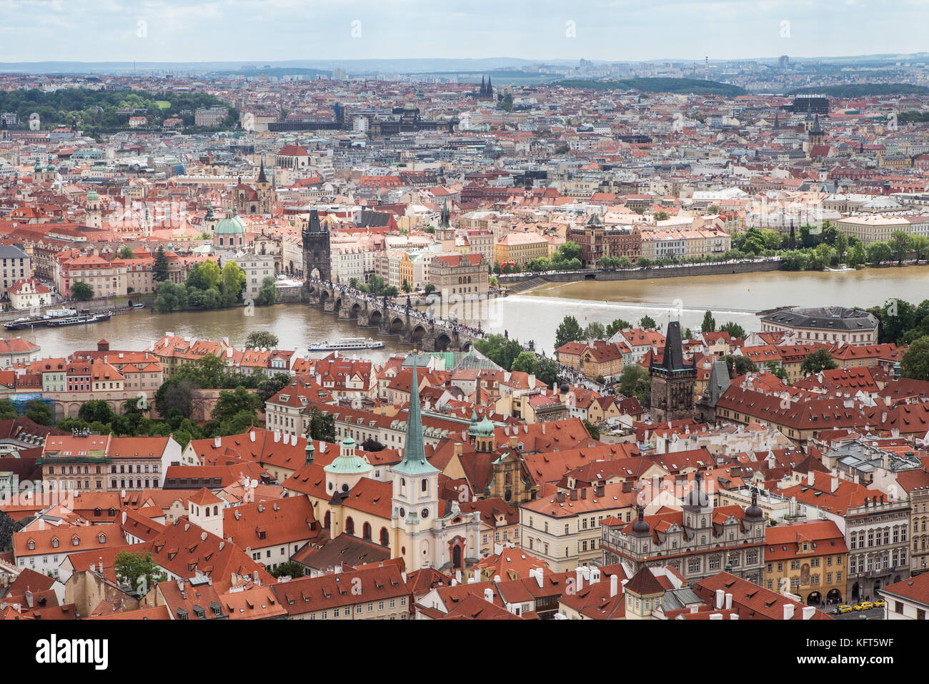 Panorama de la vue depuis le pont Charles, Château de Prague, République Tchèque Banque D'Images