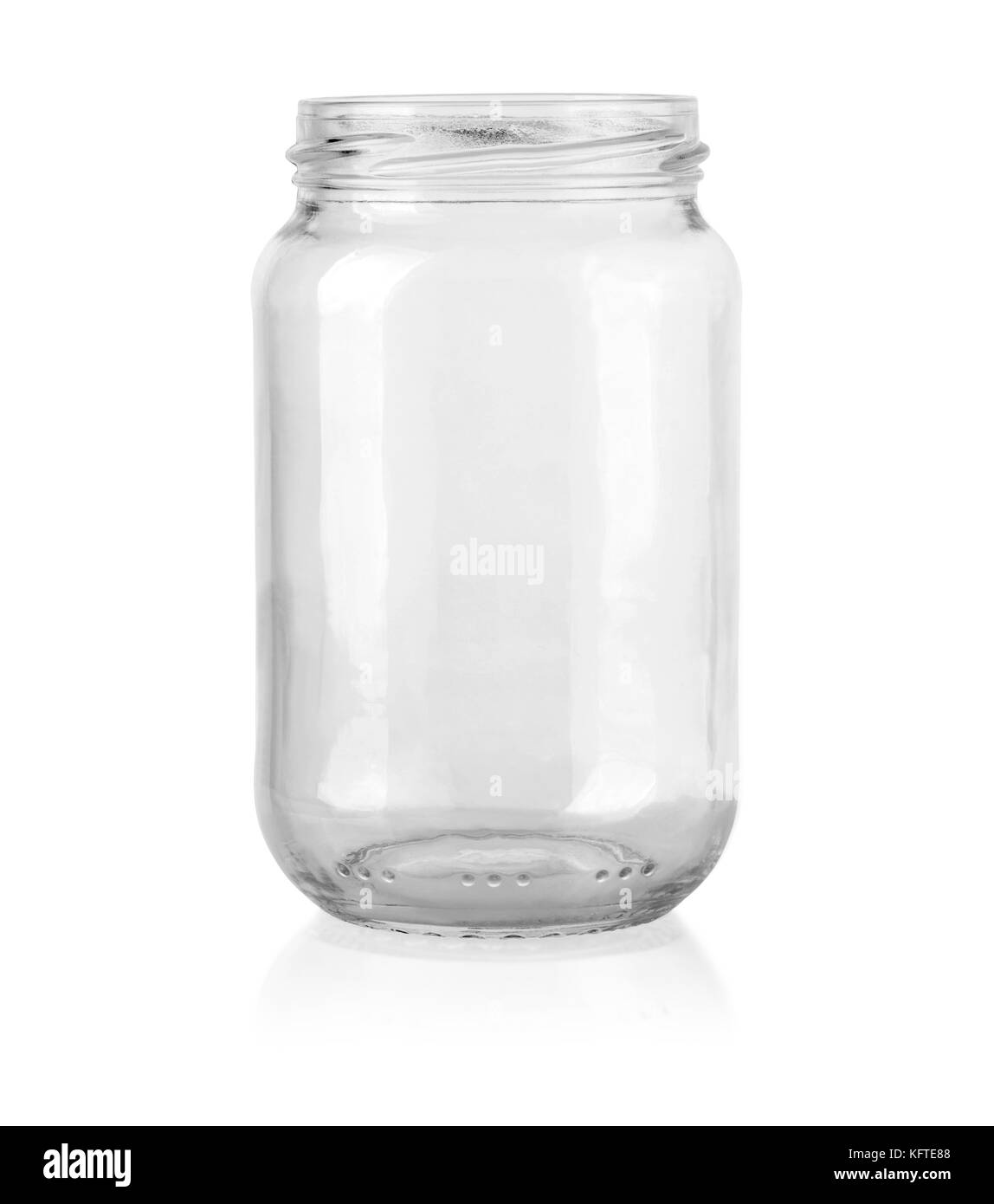 Pot en verre vide avec couvercle métallique isolé sur blanc avec clipping path Banque D'Images