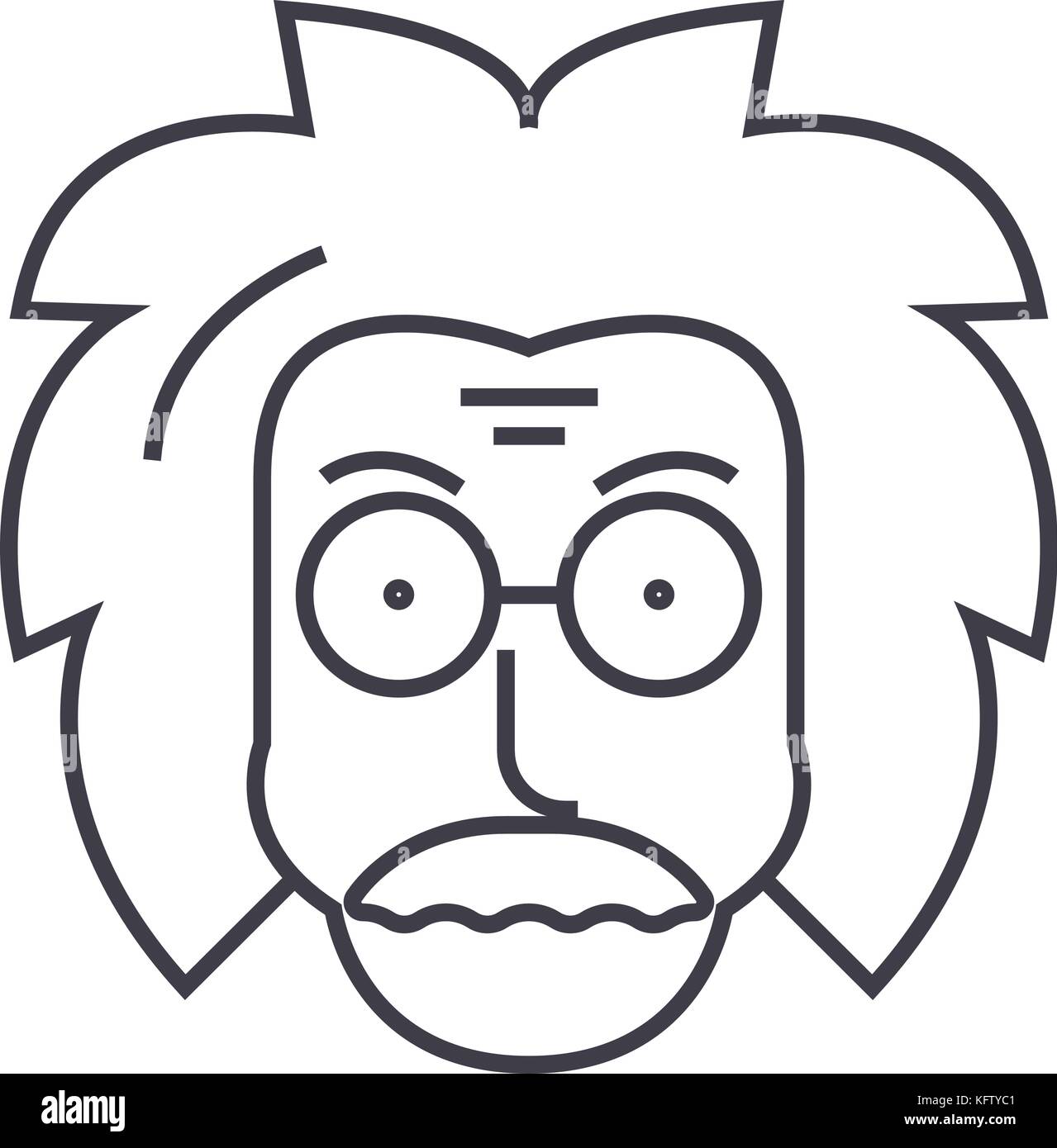 Le professeur,Einstein,scientifique,l'icône de la ligne du vecteur freak, signe, l'illustration en arrière-plan, coups modifiable Illustration de Vecteur