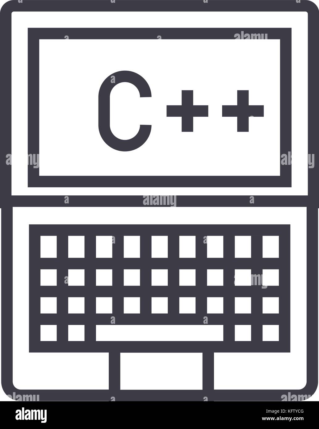 La programmation, codage, c plus l'icône de la ligne du vecteur, signe, l'illustration en arrière-plan, coups modifiable Illustration de Vecteur
