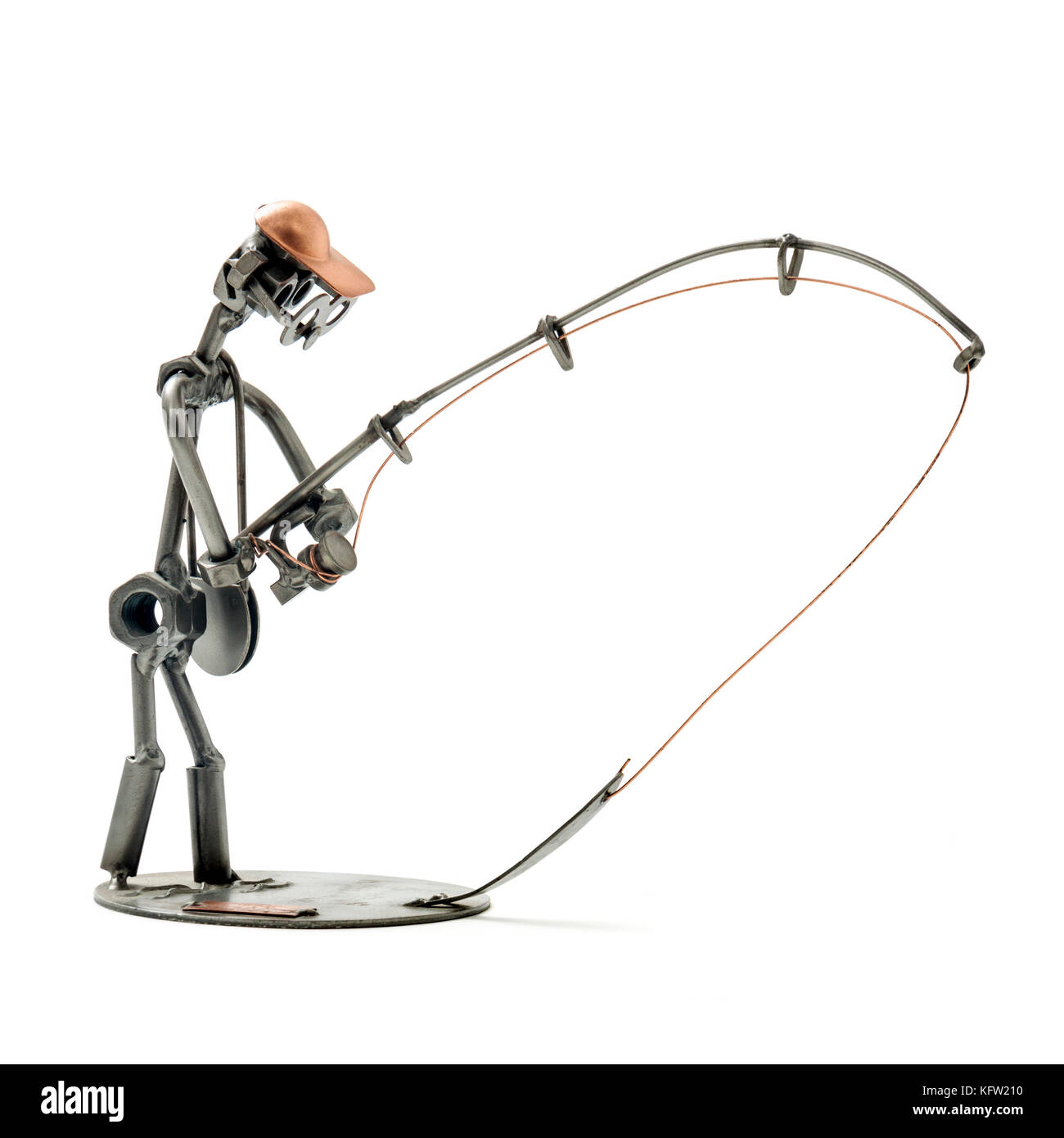 Sculpture de métal d'un pêcheur par Hinz & Kunst, Munich, Allemagne Banque D'Images