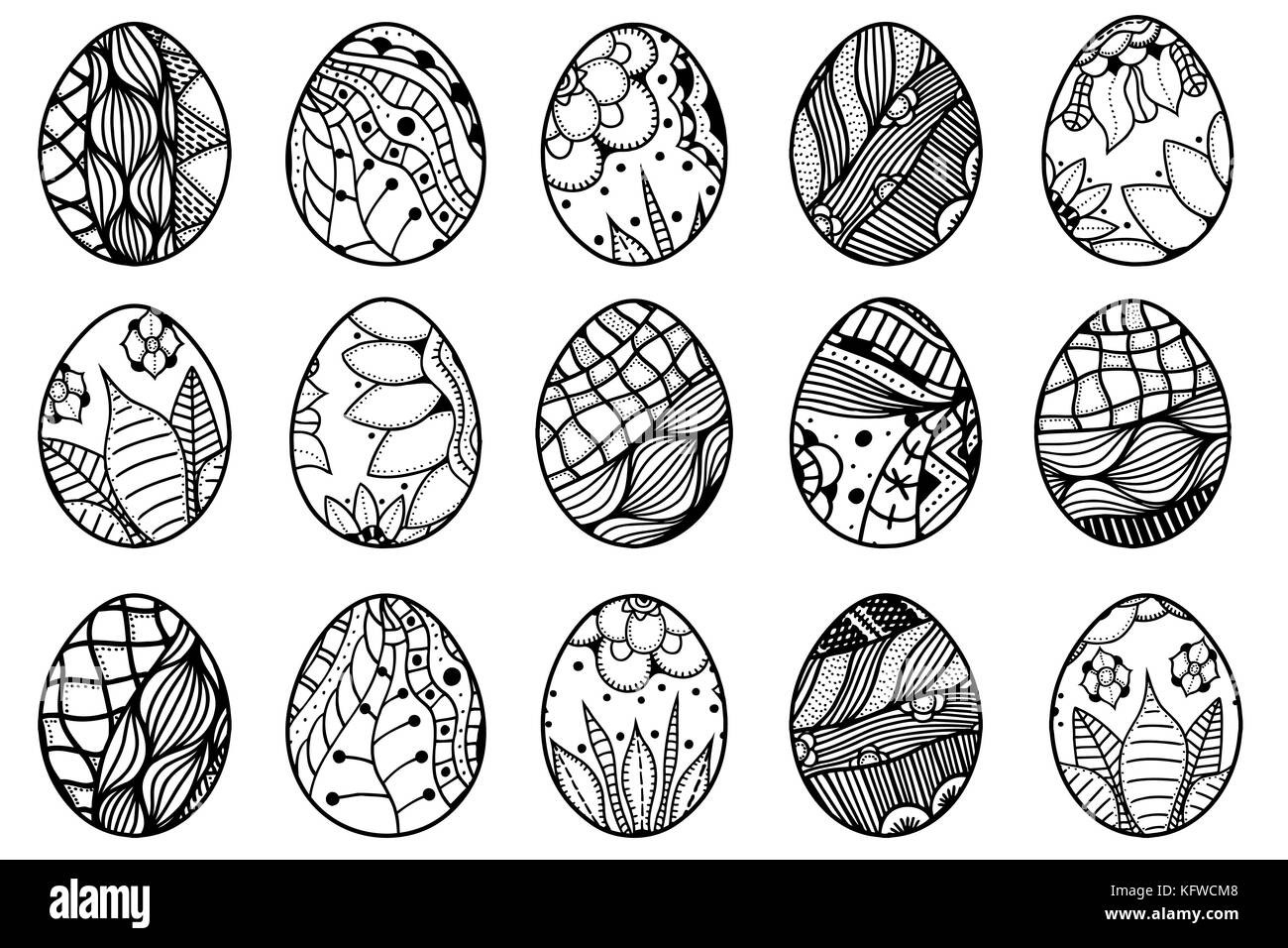 Les oeufs de p¢ques la main pour définir des profils pour livre de coloriage et d