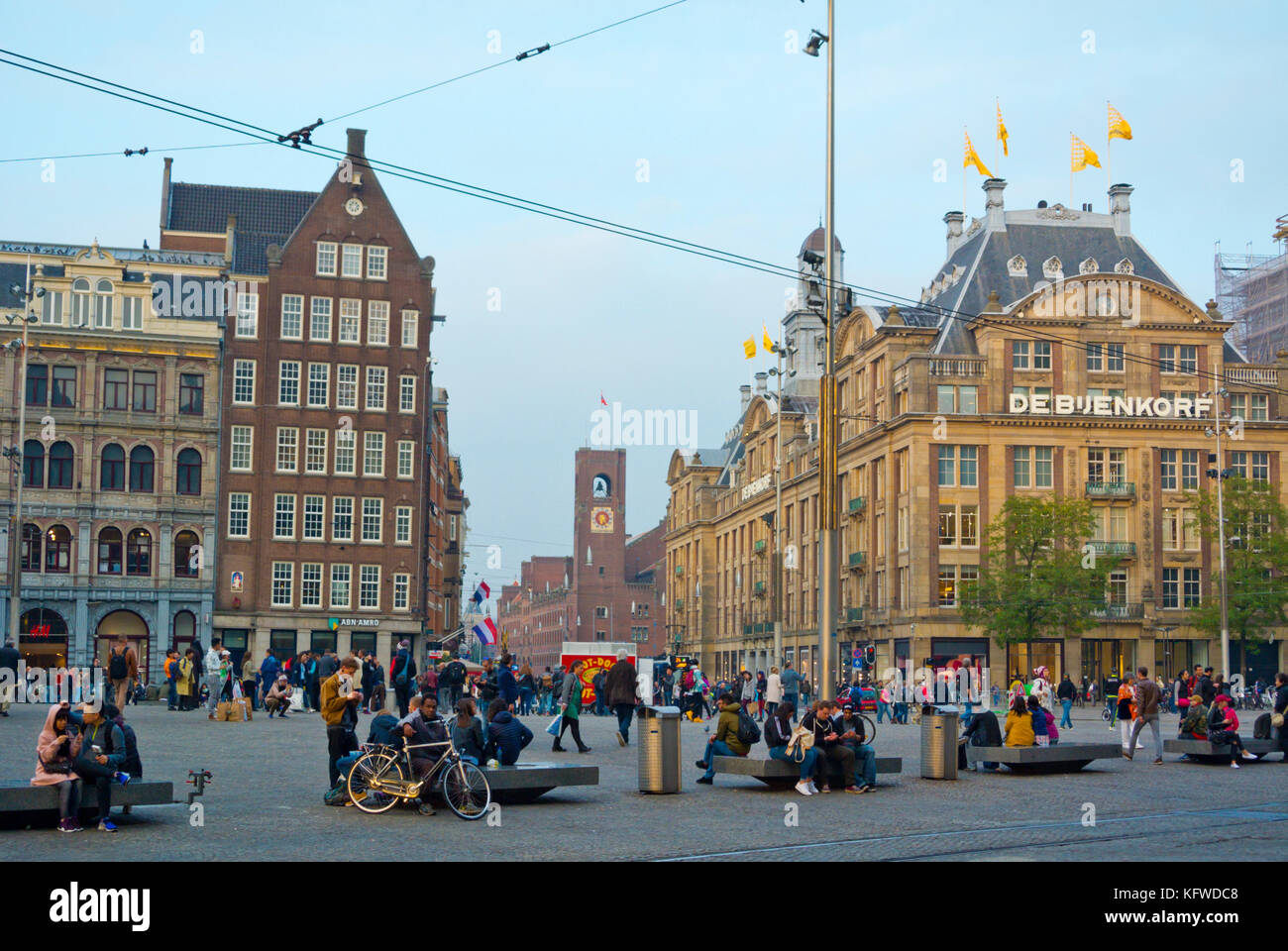 Dam square, Amsterdam, Pays-Bas Banque D'Images