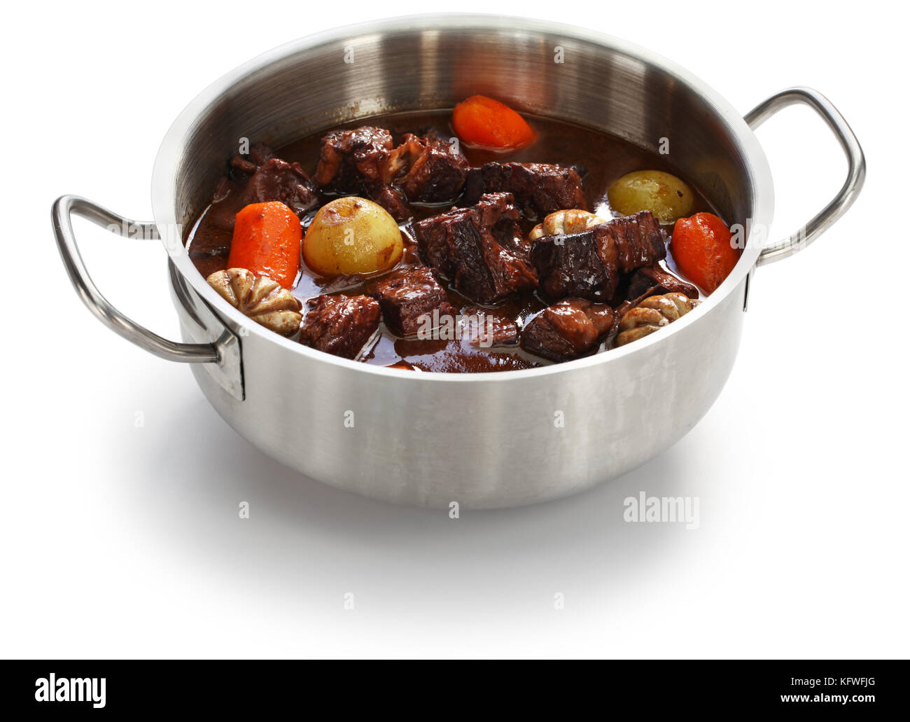 Boeuf bourguignon, boeuf mijoté au vin rouge, cuisine française bourgogne Banque D'Images