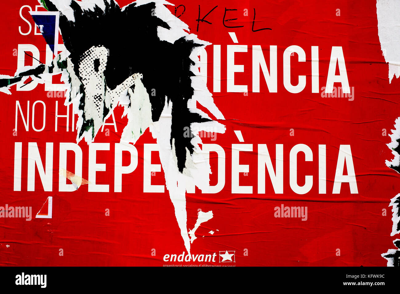 Pro affiche l'indépendance Catalane, Barcelone, Espagne. Banque D'Images