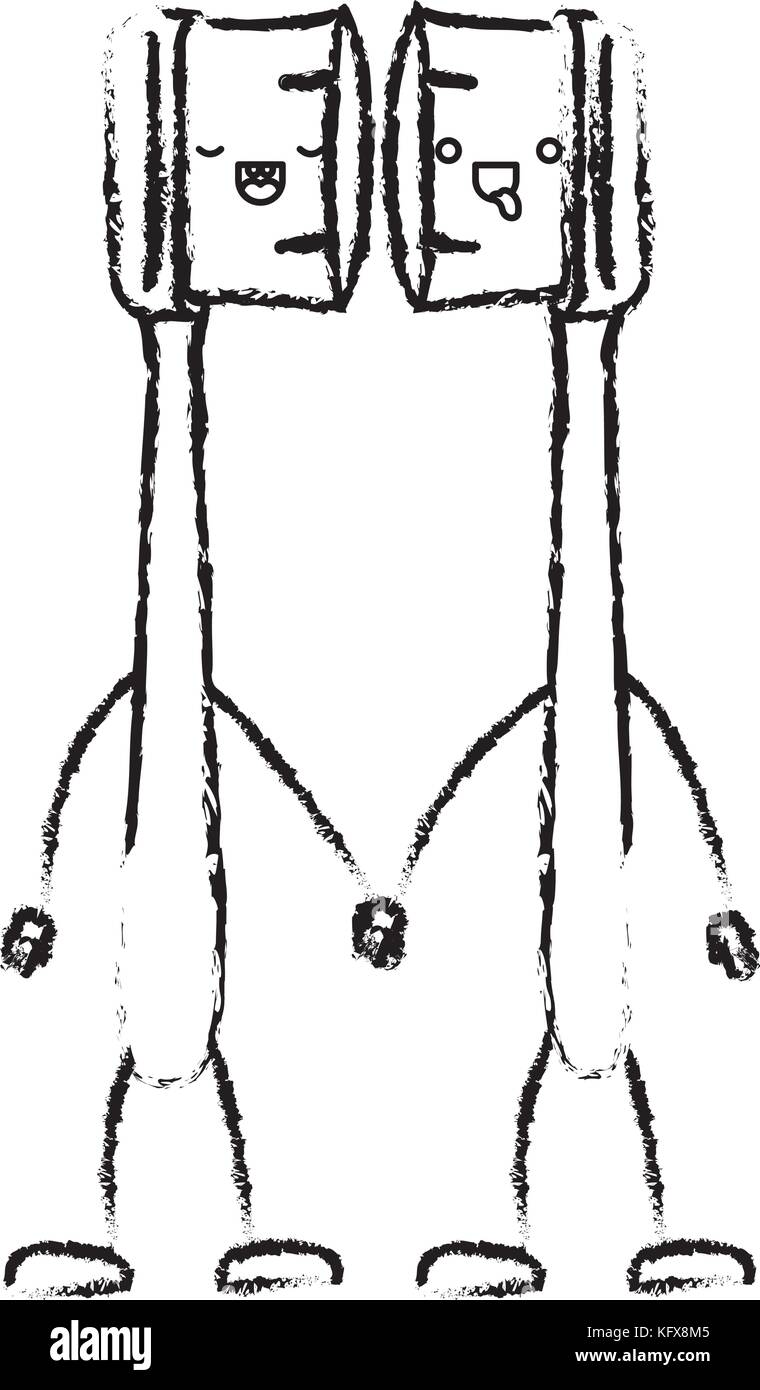 Cartoon couple de brosses à dents en monochrome silhouette floue Illustration de Vecteur