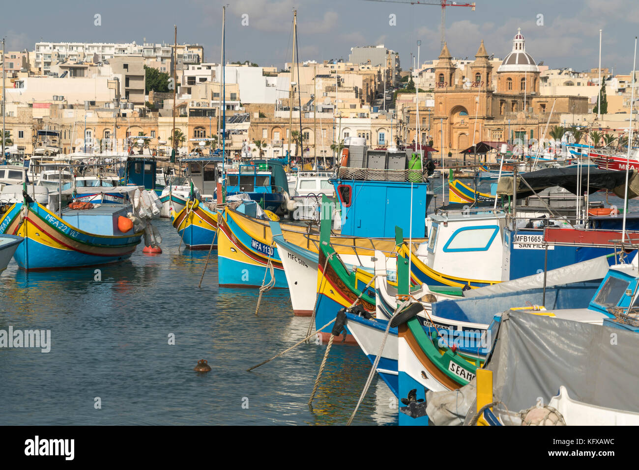 Fischerboote im hafen von Marsaxlokk, Malte | Bateaux de pêche au port de Marsaxlokk, Malte Banque D'Images