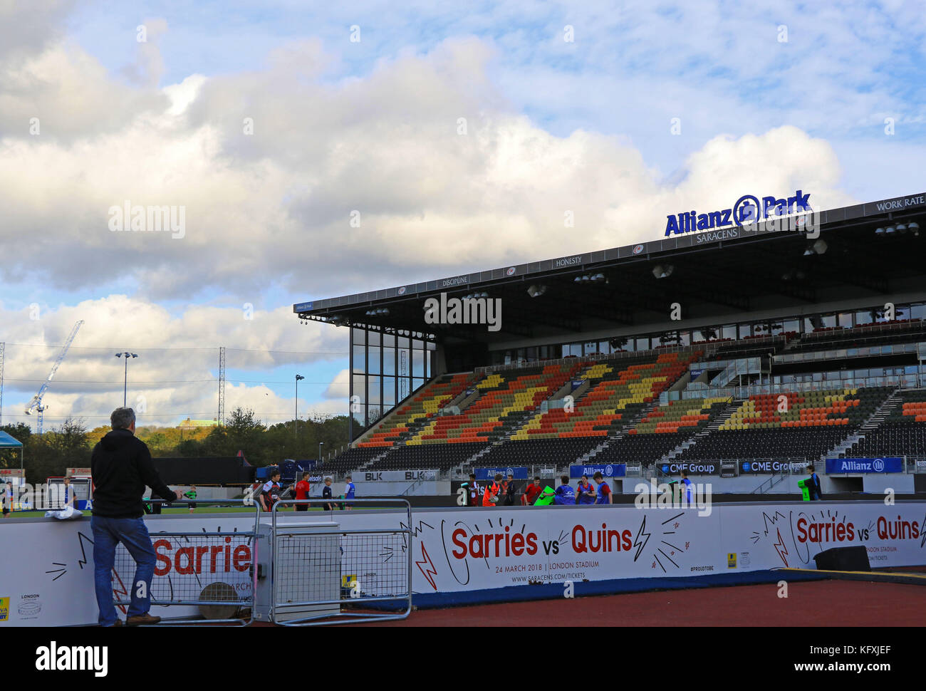 Allianz park, stade de l'équipe de rugby de sarrasins, Barnet copthall, uk Banque D'Images