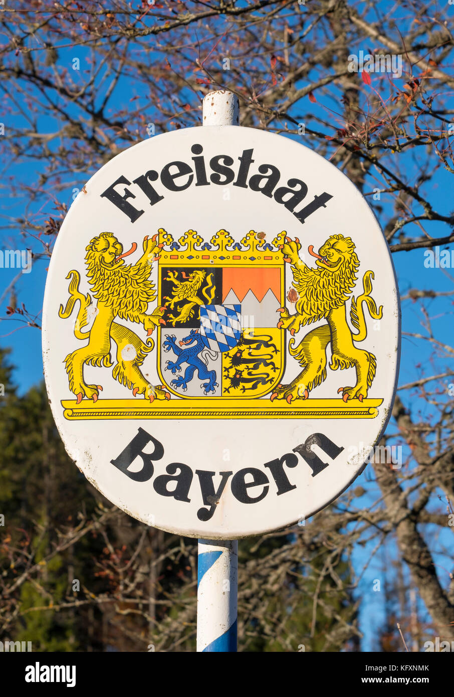 Inscrivez-vous à la frontière de la Bavière, près de finsterau, Thuringe, Bavière, Allemagne Banque D'Images