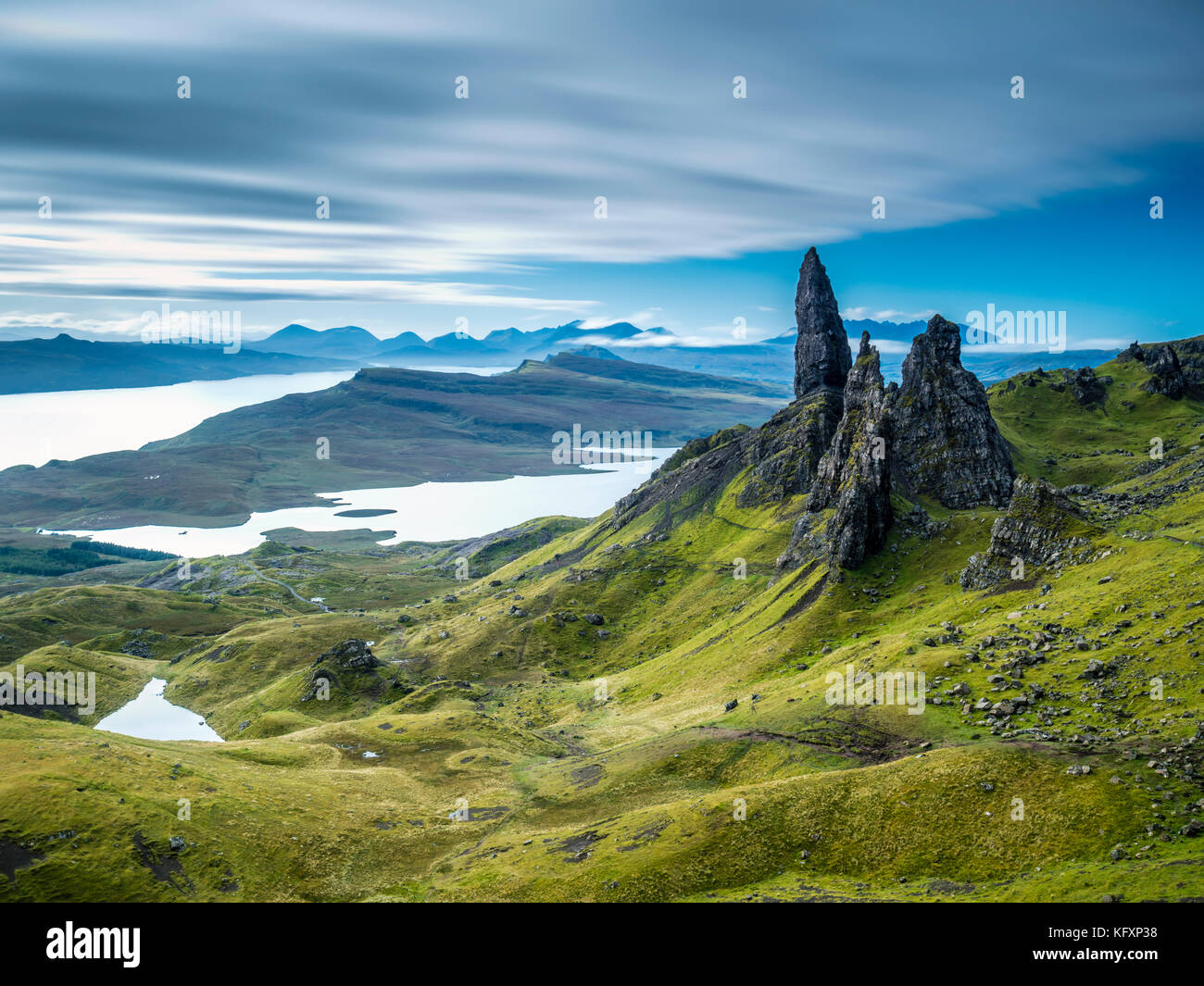 Les pointes de roche de old man storr, île de Skye, en Écosse, le parc national de Grande-Bretagne Banque D'Images