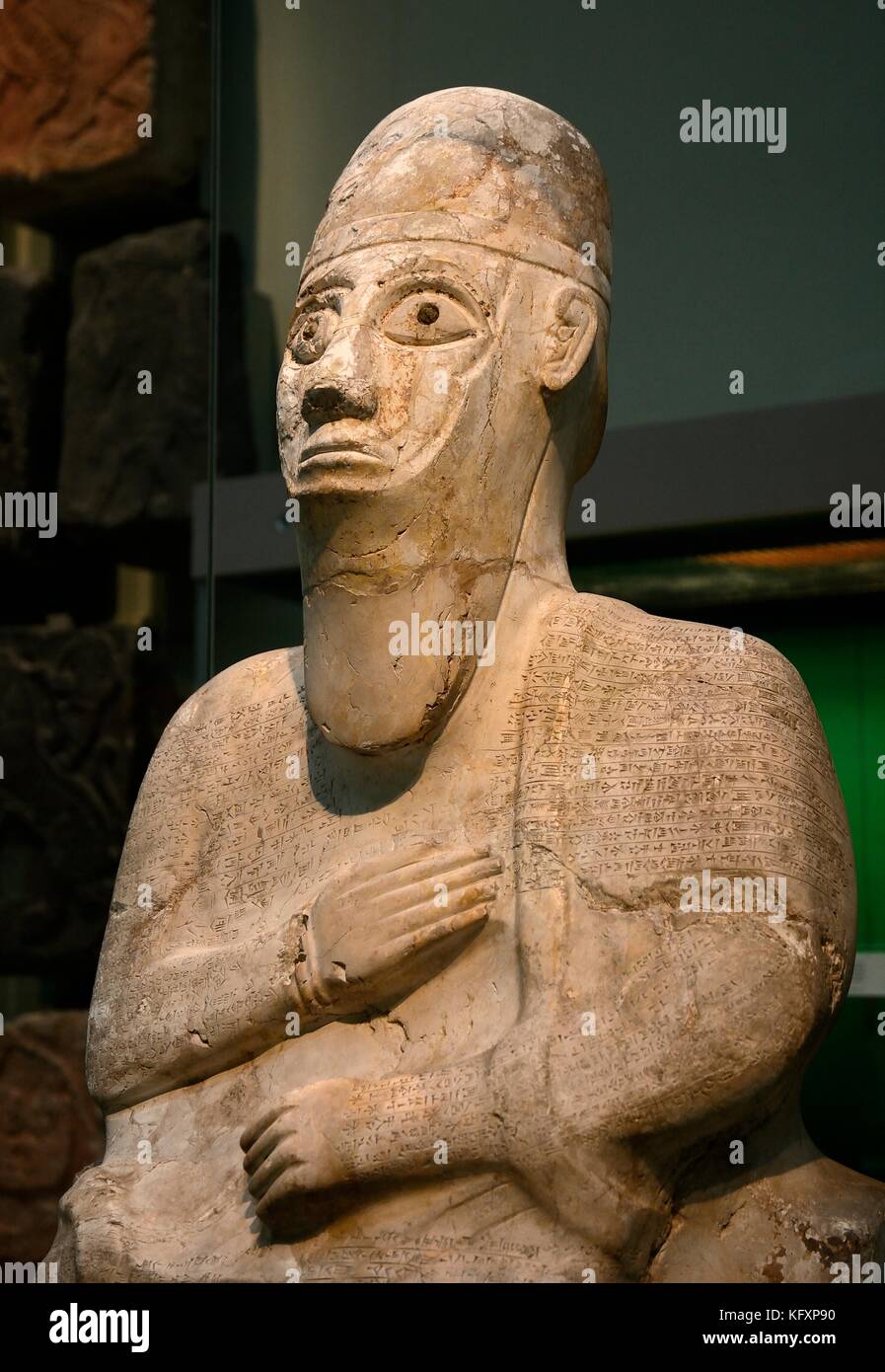 Statue d'Idrimi, un roi d'Alalakh, âge du bronze tardif, au British Museum, Londres, Royaume-Uni Banque D'Images