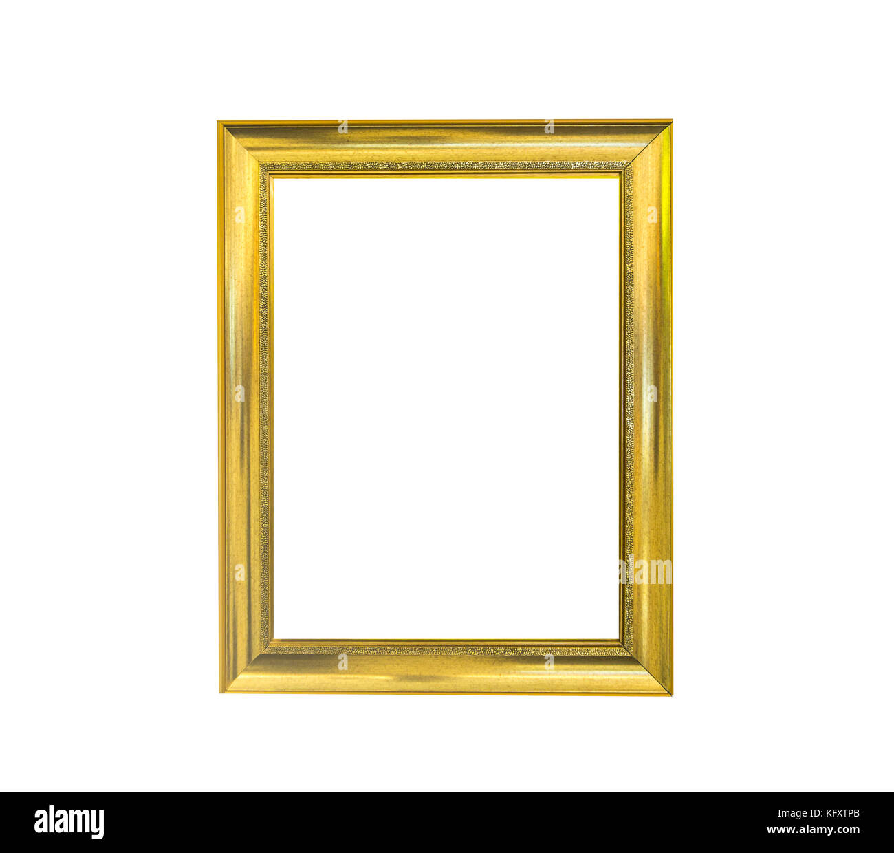 Cadre photo vintage doré isolé sur fond blanc Banque D'Images