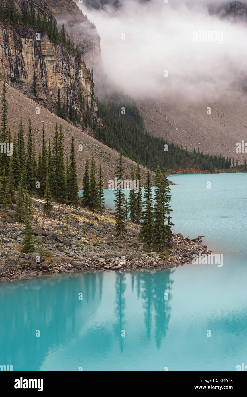 Moraine Lake, Lake Louise, Banff National Park, Alberta, Canada, Canadian Rockies, Rocheuses, turquoise, lac glaciaire, Banque D'Images
