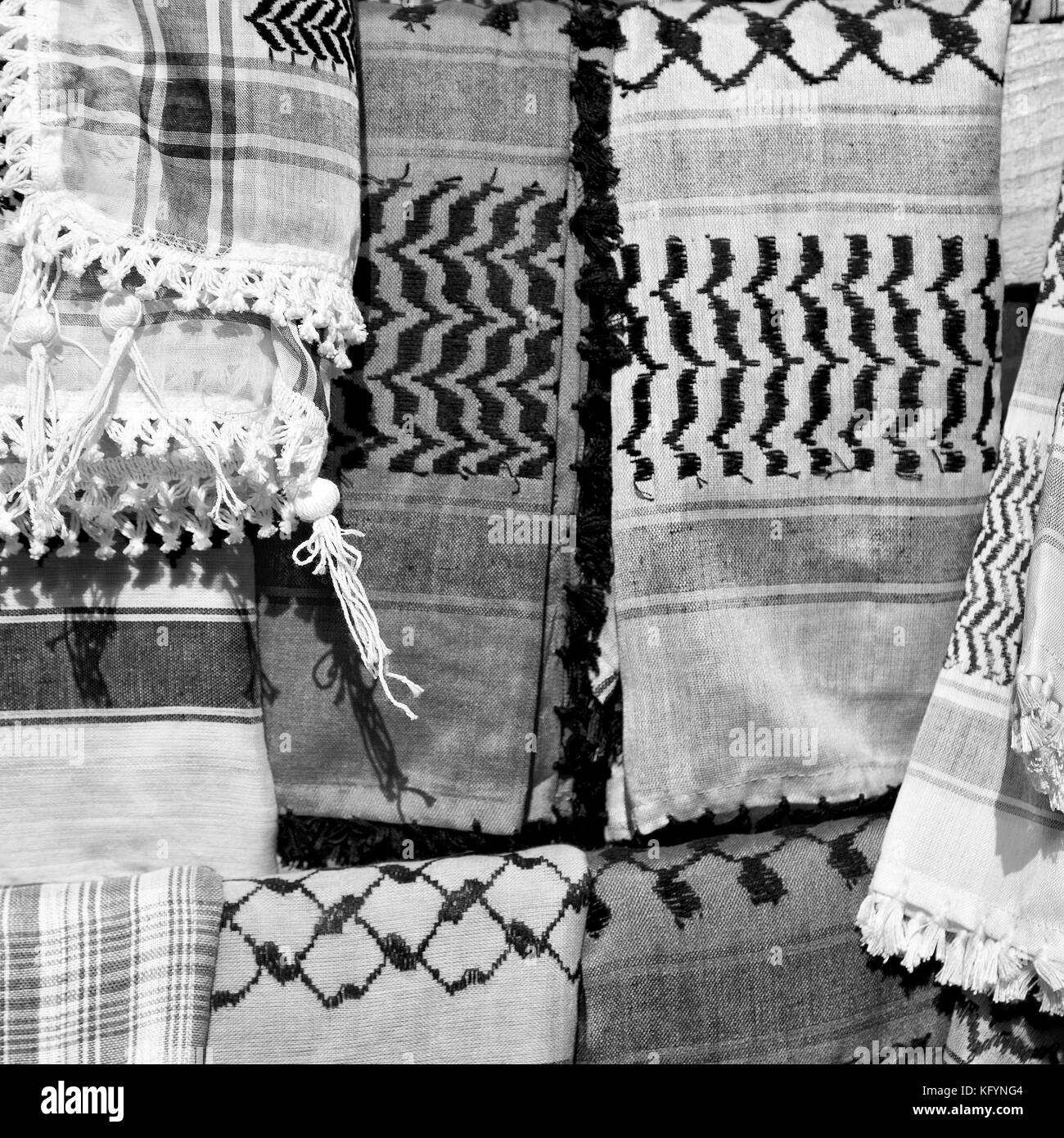 La texture de la symbolique traditionnelle de coton foulard arabe comme background abstract Banque D'Images