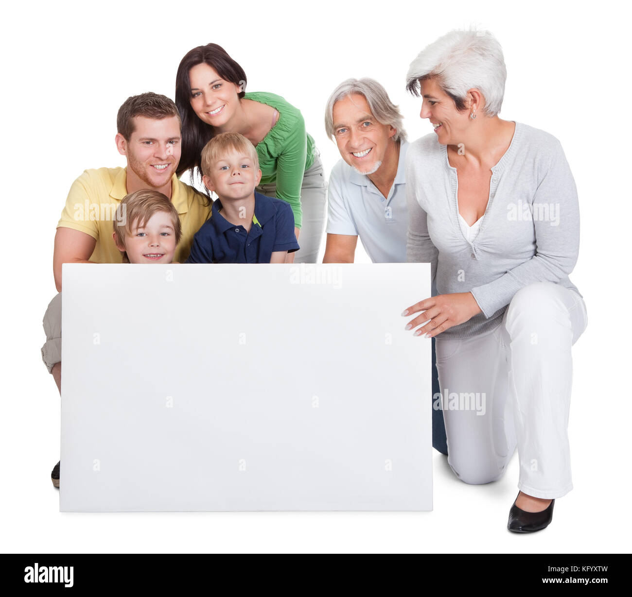 Portrait de famille générations heureux. Isolated on white Banque D'Images