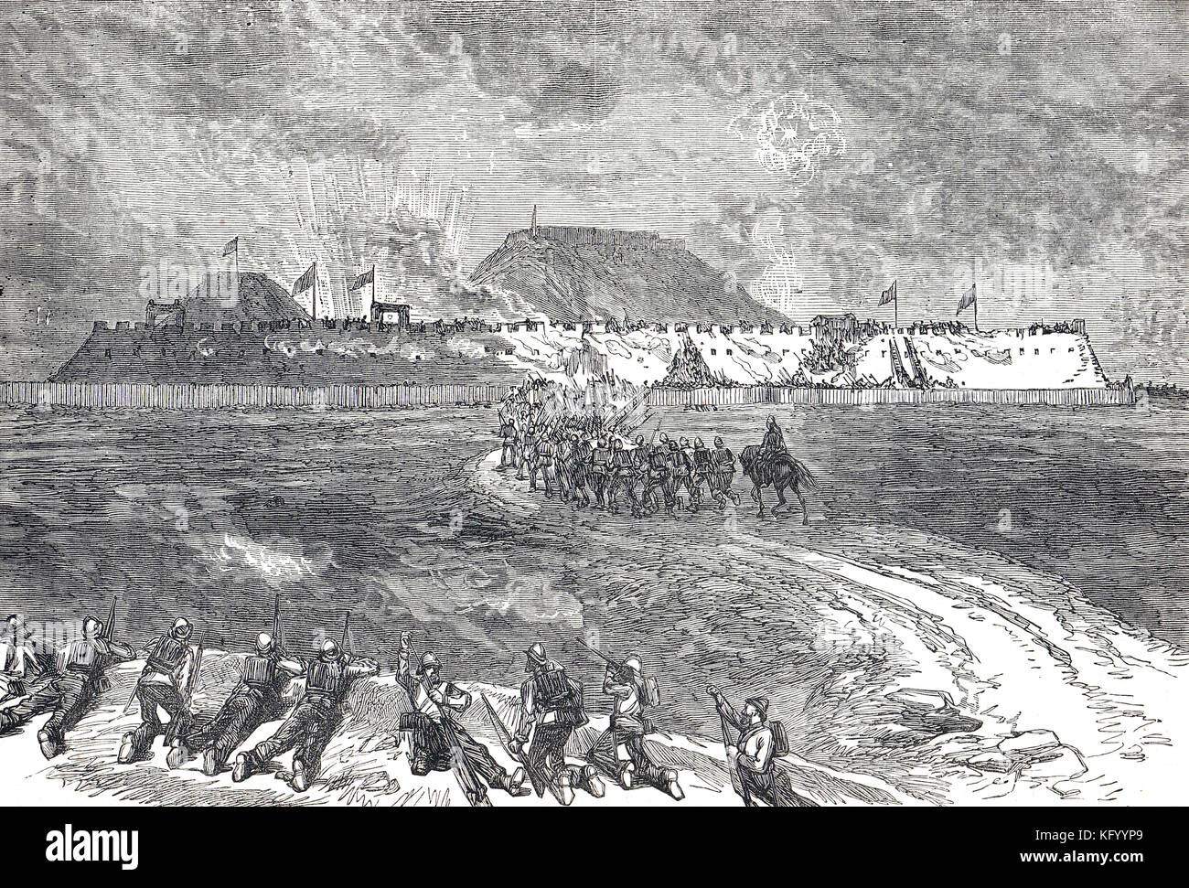 La troisième bataille des forts de Taku, 1860, deuxième guerre de l'opium Banque D'Images