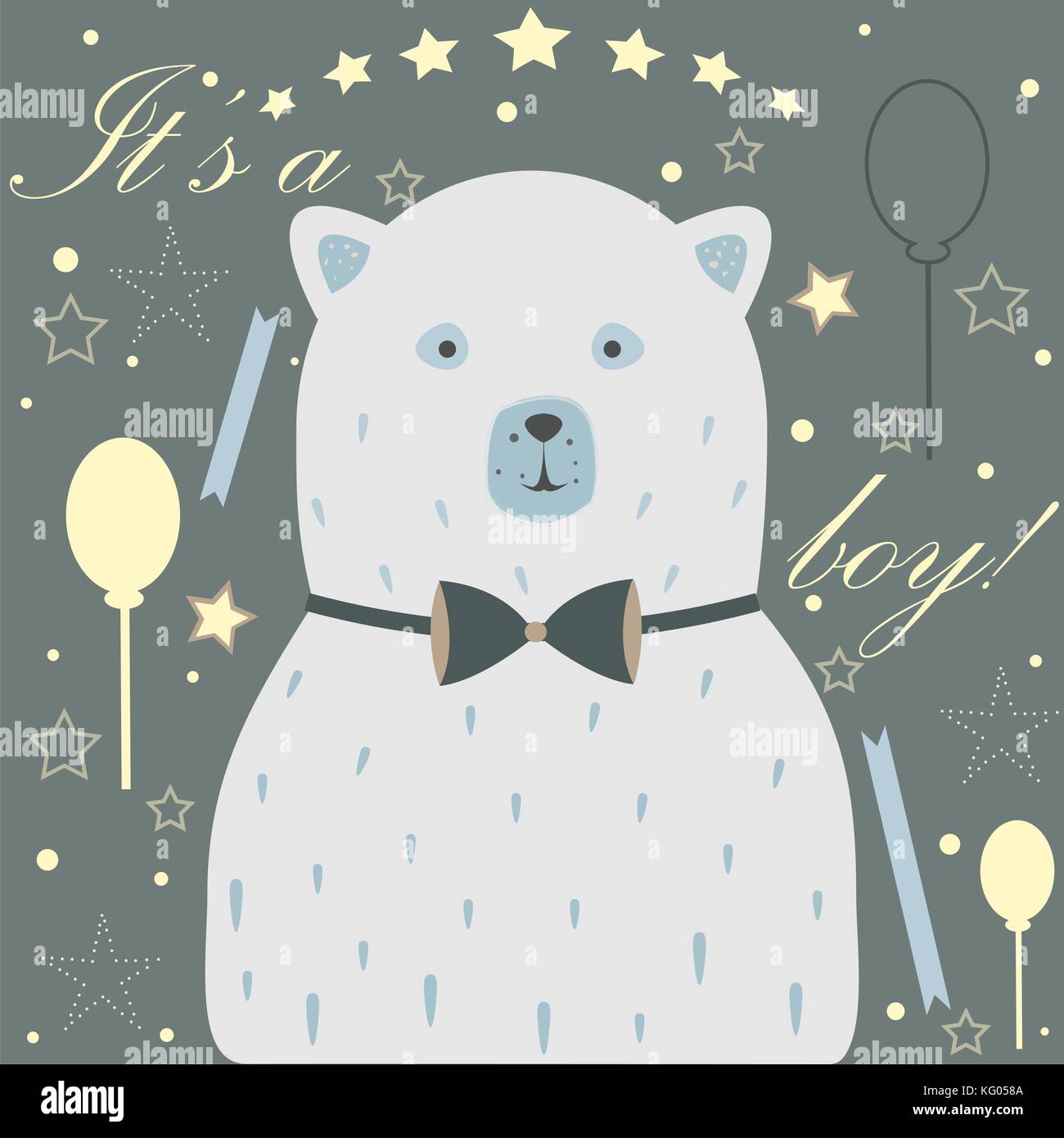 Avis De Naissance Bebe Garcon Carte D Invitation De Douche De Bebe Mignon Ours Blanc Annonce L Arrivee D Un Bebe Garcon La Conception De Cartes Avec Message Bleu Backgrou Image Vectorielle Stock Alamy