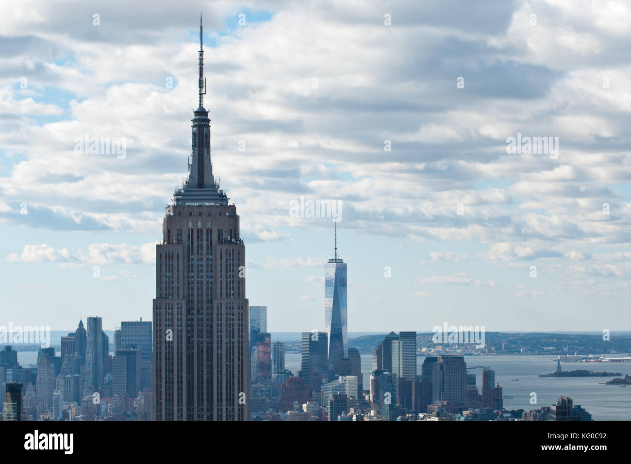 Une vue sur l'empire state building du Rockefeller Center, New York, USA Banque D'Images