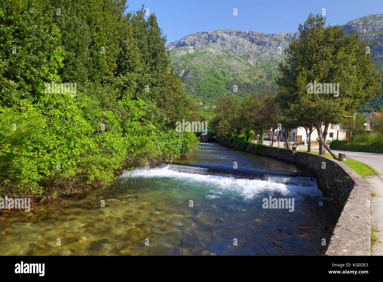 La rivière Ljuta à Konavle, région de Dubrovnik, Croatie Banque D'Images