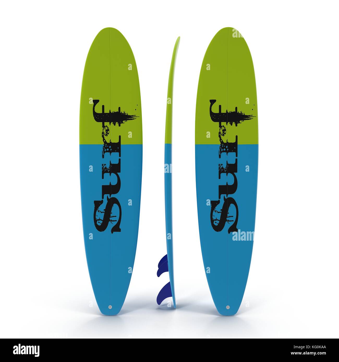 Ensemble de planches de surf sur blanc 3d illustration Banque D'Images