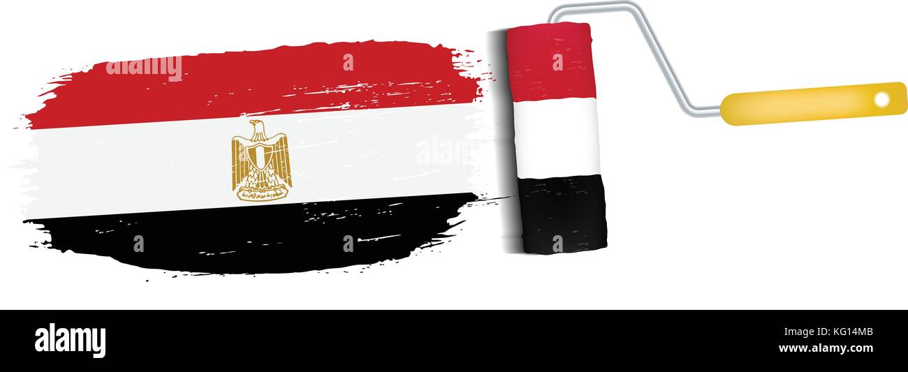Coup de pinceau avec l'égypte drapeau national isolé sur un fond blanc. vector illustration. Illustration de Vecteur