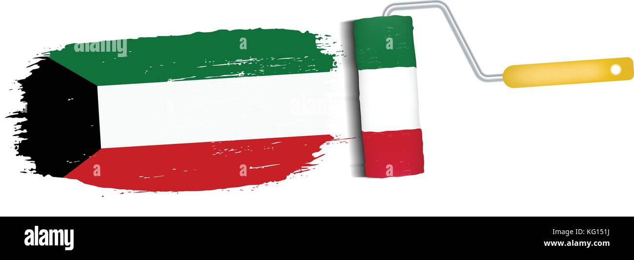 Coup de pinceau avec le Koweït drapeau national isolé sur un fond blanc. vector illustration. Illustration de Vecteur