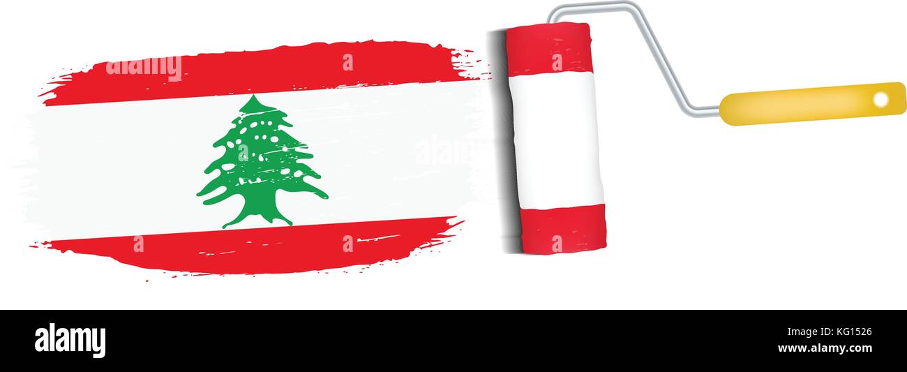 Coup de pinceau avec le Liban drapeau national isolé sur un fond blanc. vector illustration. Illustration de Vecteur