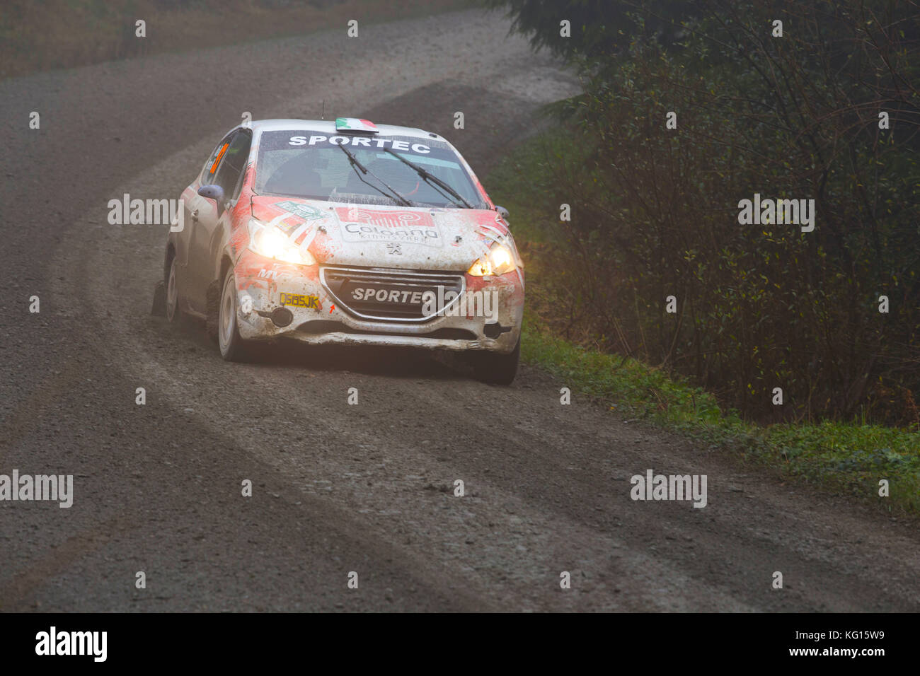 28/10/17 dyfi, galles rally car racing dans la 8e étape de dyfi le Wales Rally 2017 dayinsure Banque D'Images