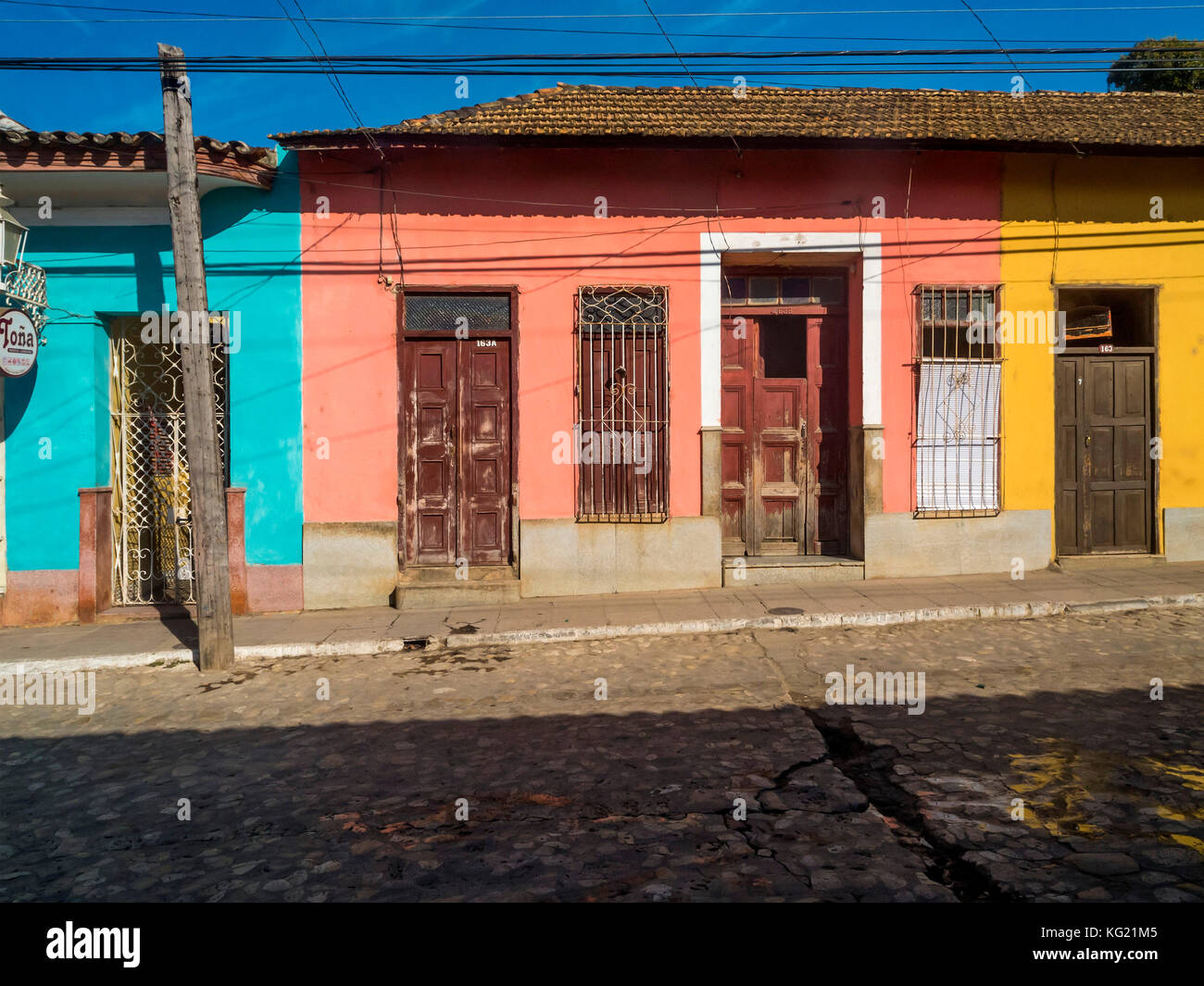 Trinidad, Cuba : calle Piro Guinart dans der (Boca) Banque D'Images
