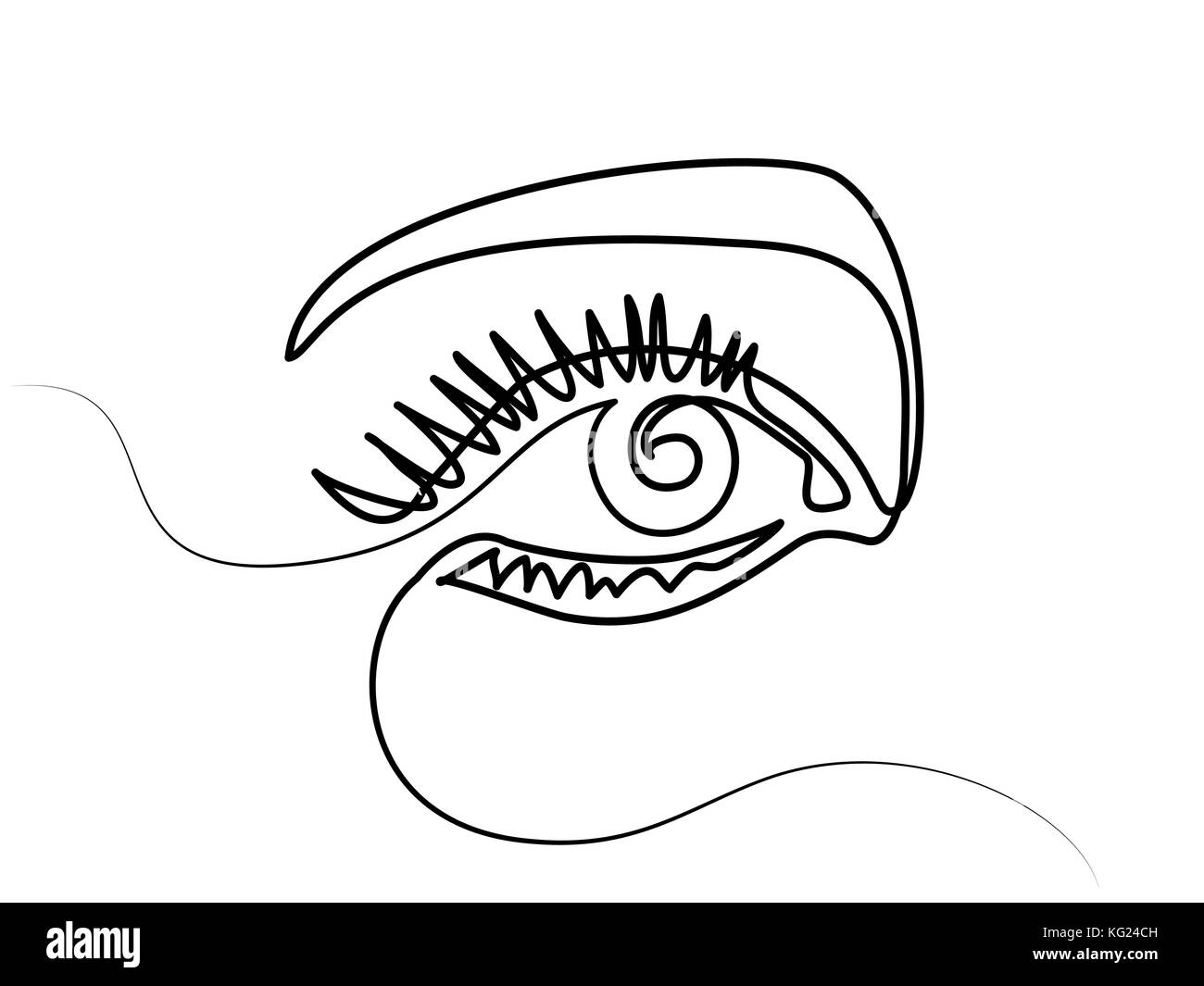 Dessin de ligne continue. Belle femme's eye. Noir et blanc contour isolé vector illustration. Concept de logo, bannière, carte, affiche, flyer Illustration de Vecteur