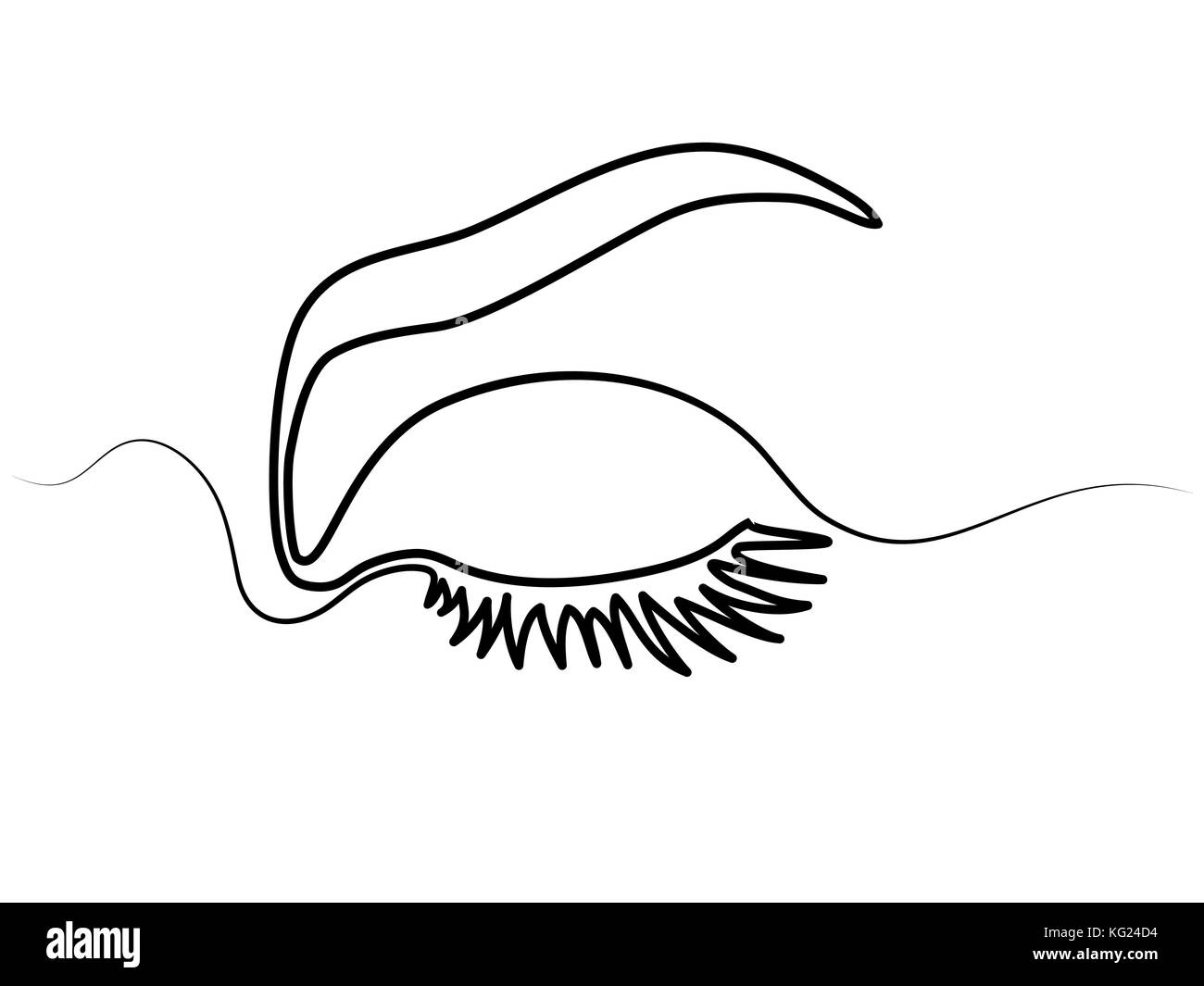 Dessin de ligne continue. Belle femme's eye. Noir et blanc contour isolé vector illustration. Concept de logo, bannière, carte, affiche, flyer Illustration de Vecteur