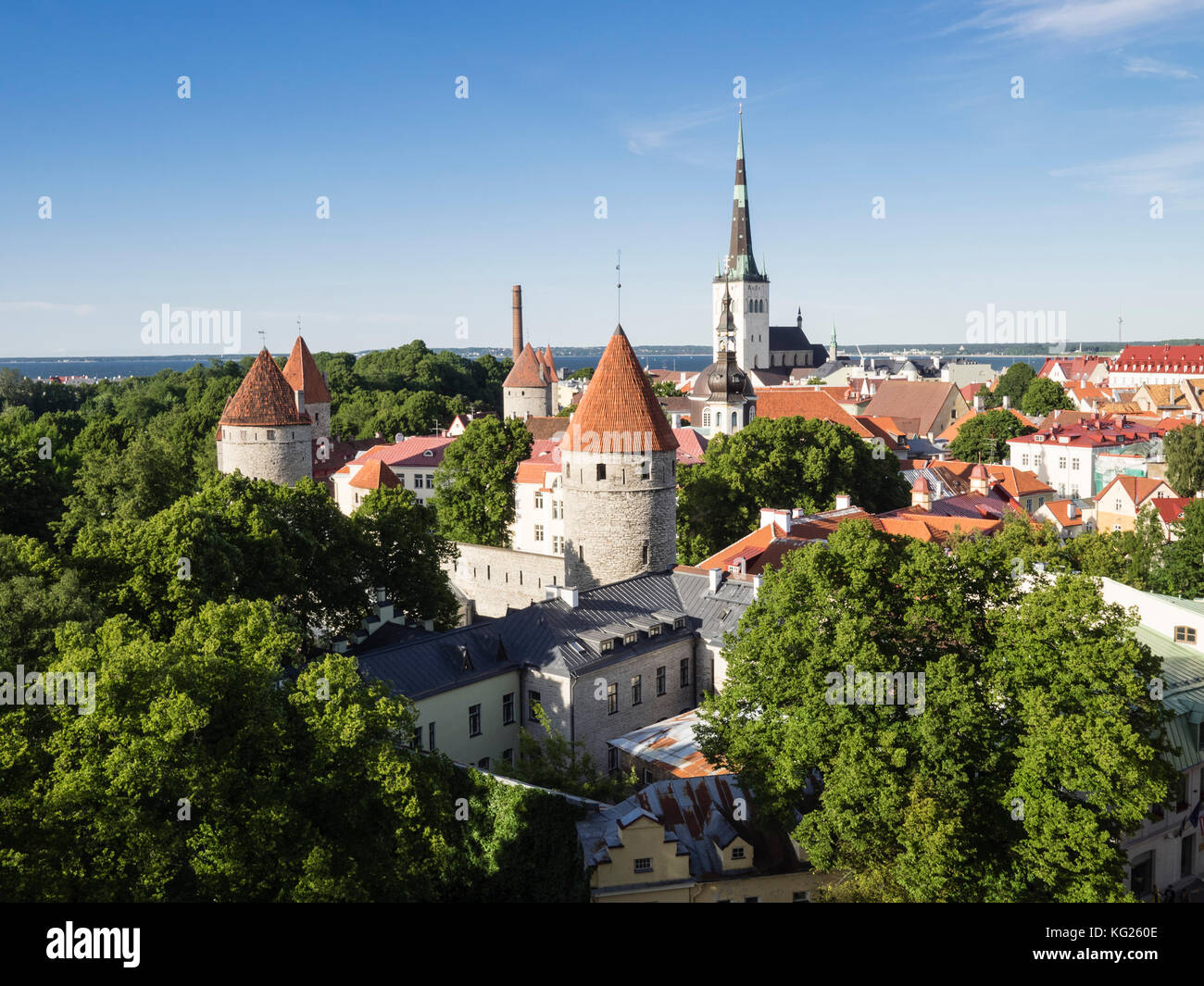 Vue panoramique depuis la plate-forme de Patkuli, vieille ville, site classé au patrimoine mondial de l'UNESCO, Tallinn, Estonie, Etats baltes, Europe Banque D'Images