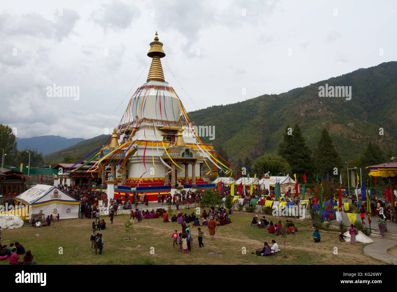 Le mémorial Stupa de Thimphu, capitale du Bhoutan, Bhoutan, Asie Banque D'Images