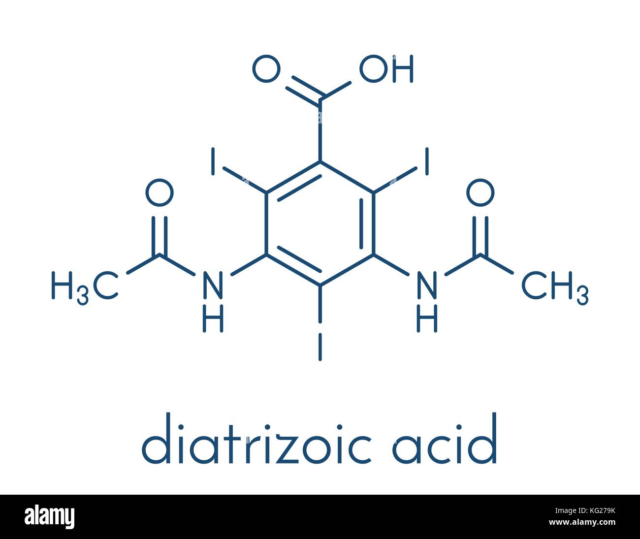 Diatrizoic (acide, le diatrizoate amidotrizoate) molécule de contraste. formule topologique. Illustration de Vecteur