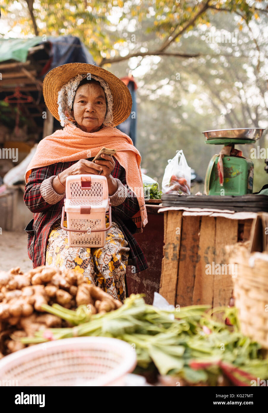 Marché du matin de hsipaw, hsipaw, shan state, Myanmar (Birmanie), l'Asie Banque D'Images