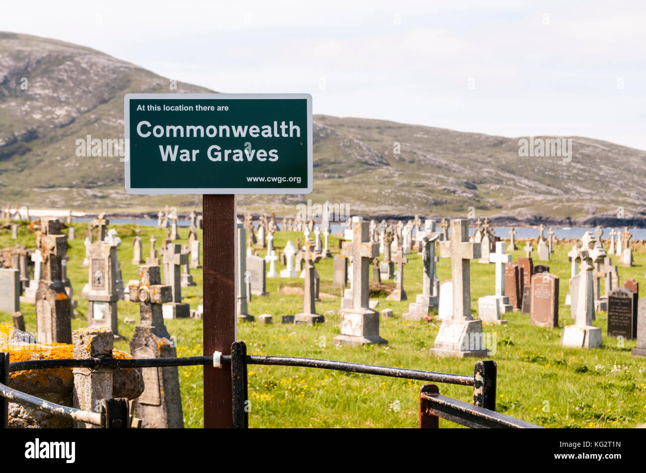 Signe des sépultures de guerre du Commonwealth à borve cimetière au barra dans les Hébrides extérieures Banque D'Images