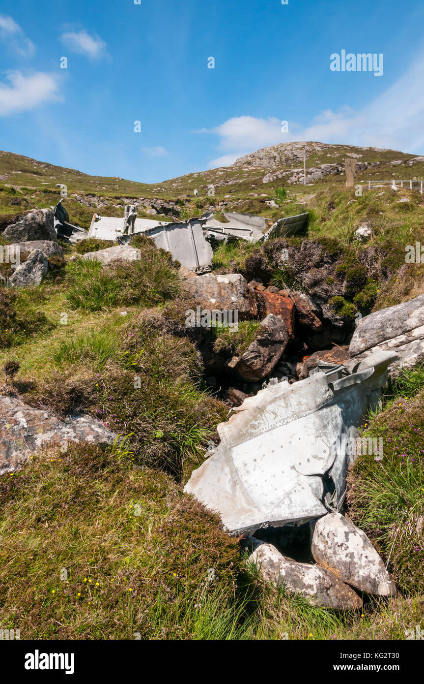 L'épave d'un hydravion Catalina qui s'est écrasé sur l'île de vatersay au cours de la deuxième guerre mondiale, en 1944. détails dans la description. Banque D'Images