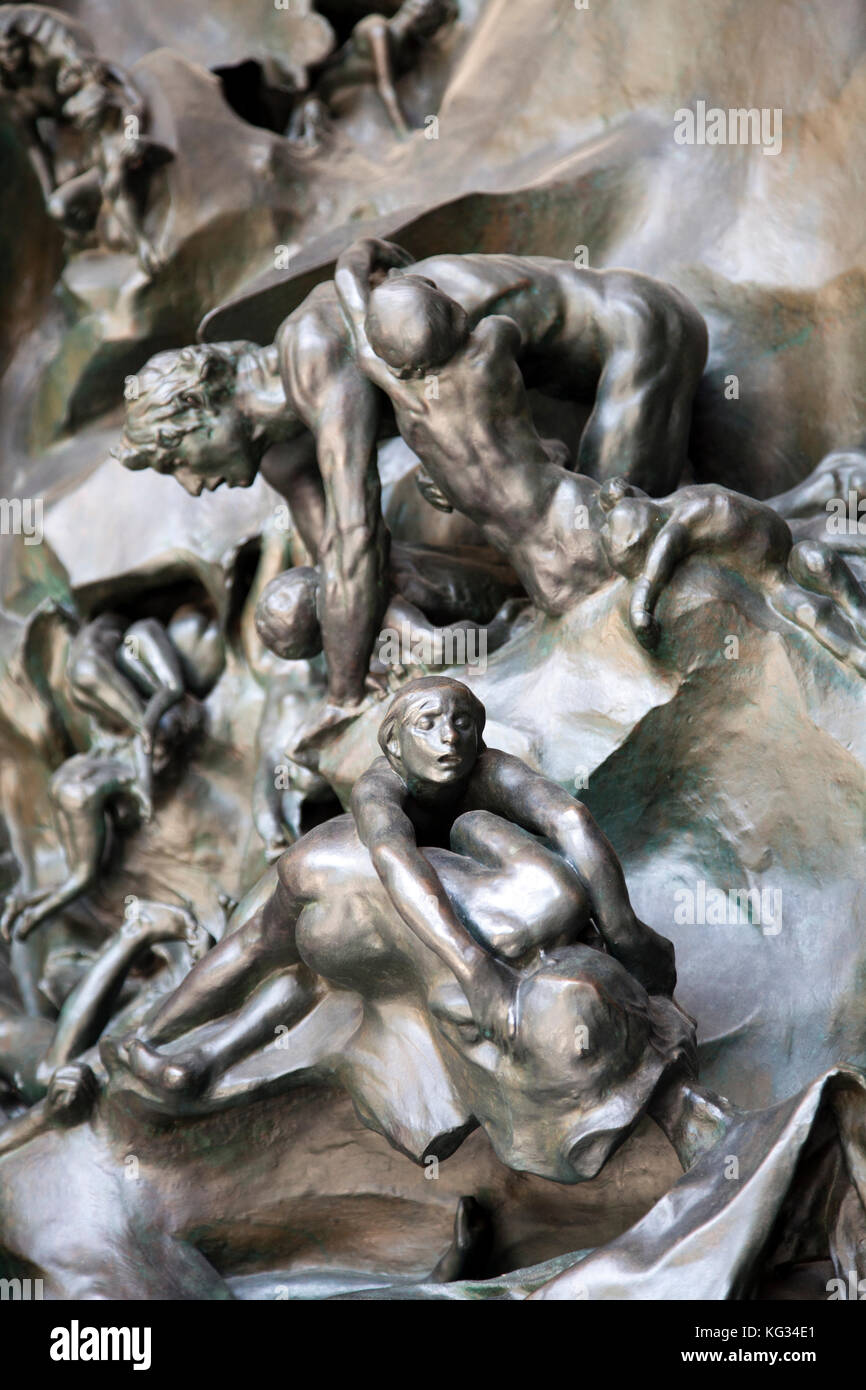 Détail de portes de l'enfer de Rodin à porte sculptée musée Rodin de Philadelphie - NOUS JOINDRE Banque D'Images